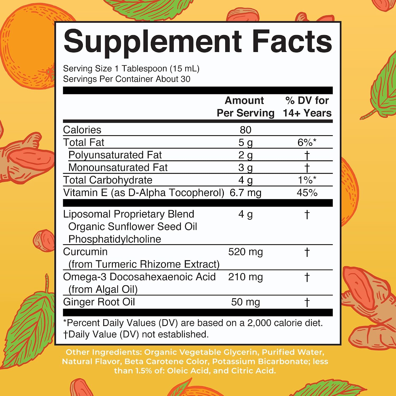 MaryRuth's Turmeric & DHA Liposomal Liquid, Ultra Absorption, 15.22 oz
