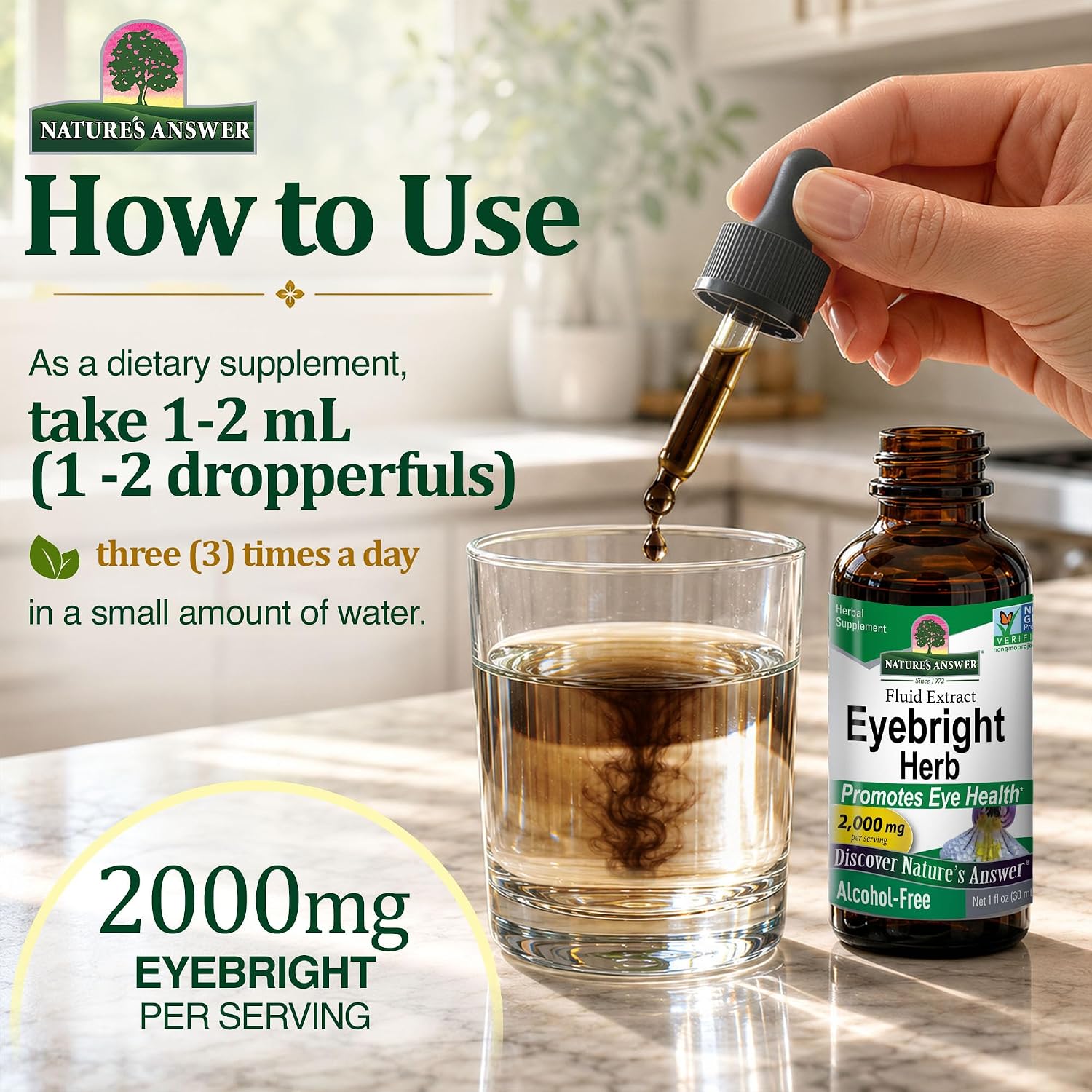 Nature's Answer Eyebright Herb | Supports Healthy Eyes & Vision | Non-GMO | Alcohol-Free, Gluten-Free, Kosher Certified
