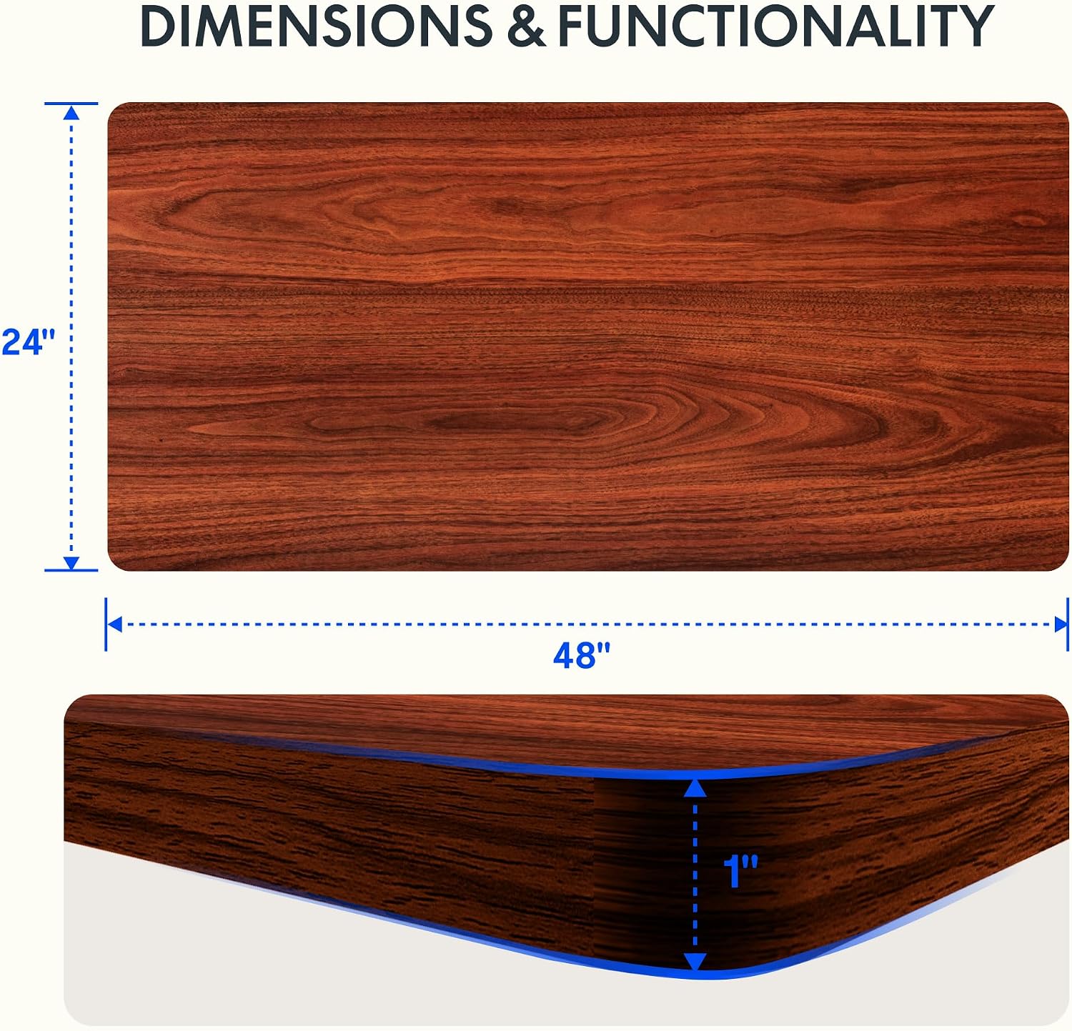 FLEXISPOT Acacia Solid Wood 55"x28" Butcher Block Desktop, Walnut | Acacia Solid Wood, Thick Beveled Edge, For Standing Desk, Office Table, Workbench, DIY Furniture Projects