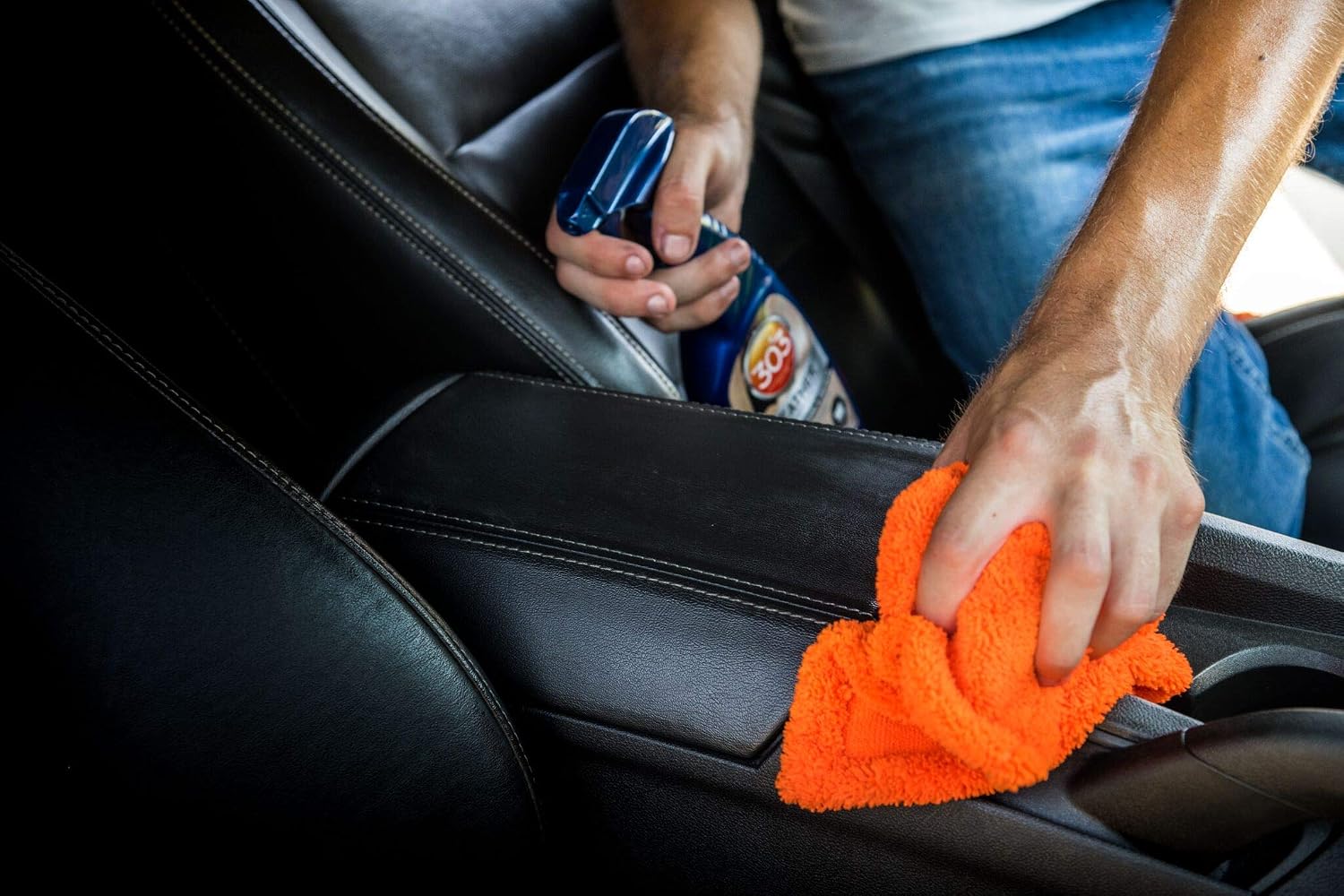 303 Products Leather 3-In-1 Complete Care - Cleans, Conditions, & Protects - Helps Prevent Fading & Cracking - Rinse Free Formula - Repels Dust, Lint, & Staining, 16 fl. oz. (30218CSR) Packaging May Vary