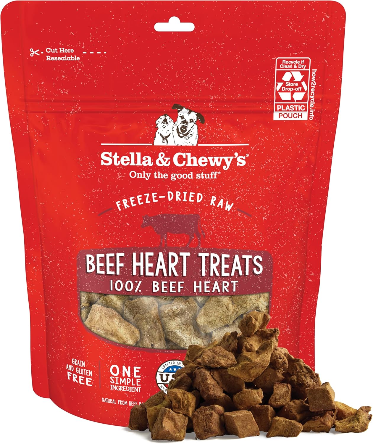Stella & Chewy's Freeze-Dried Raw Lamb Heart Dog Treats - Single Ingredient, No Additives - Premium Training Treats - Perfect For Picky Eaters - 3oz Bag