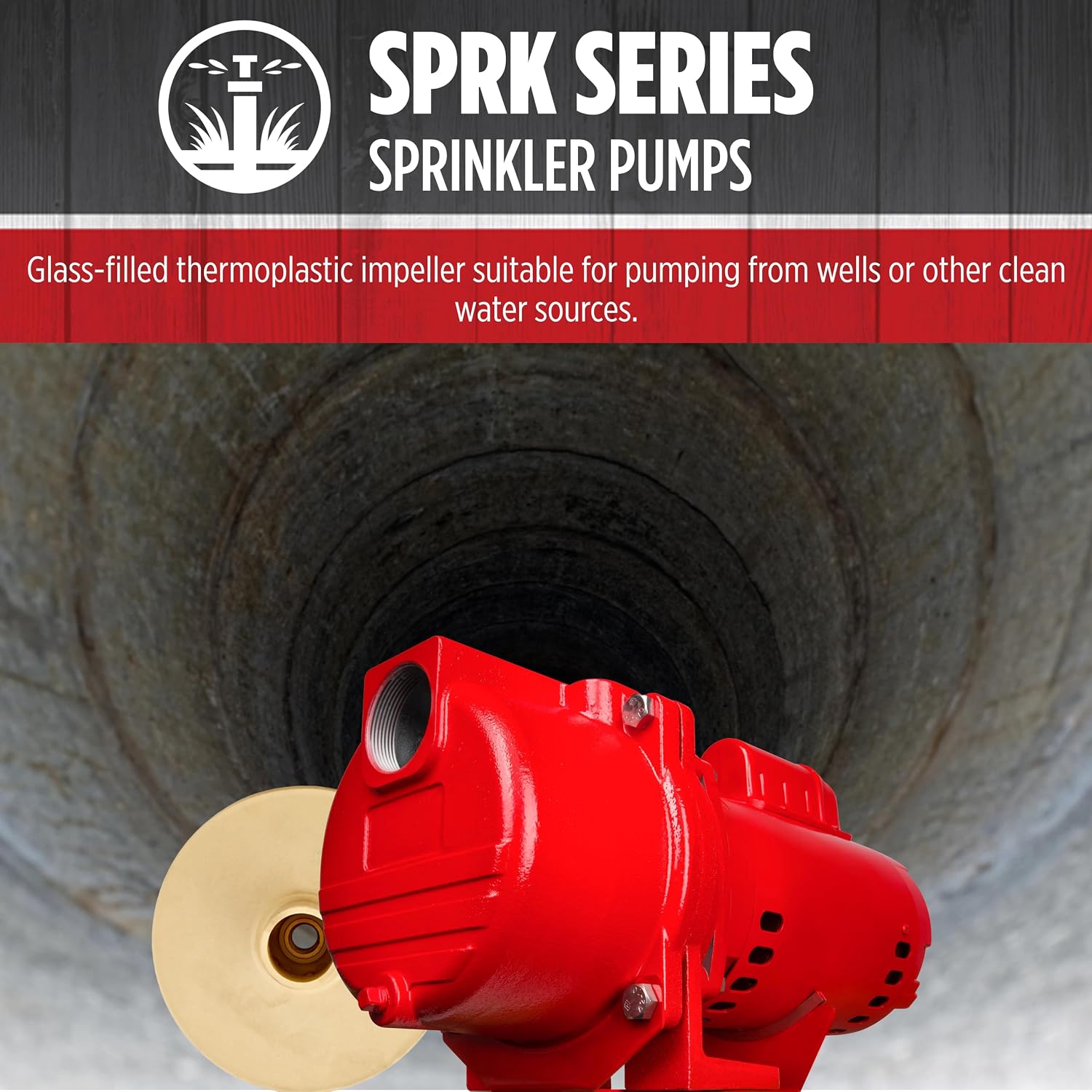 Red Lion RL-SPRK150 Sprinkler/Irrigation Pump, 115/230V, 71 GPM, 1.5 HP | Thermoplastic Impeller, For water sources down to 25' deep, Handles up to 14 sprinklers (1/2" fittings) per zone, 97101501