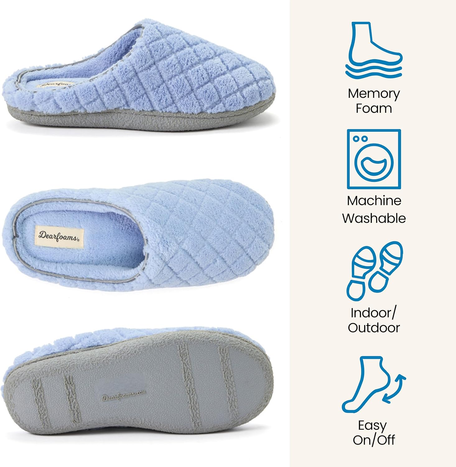 Leslie Terry Clog House Shoes with Memory Foam, Indoor Slippers with Wide Widths