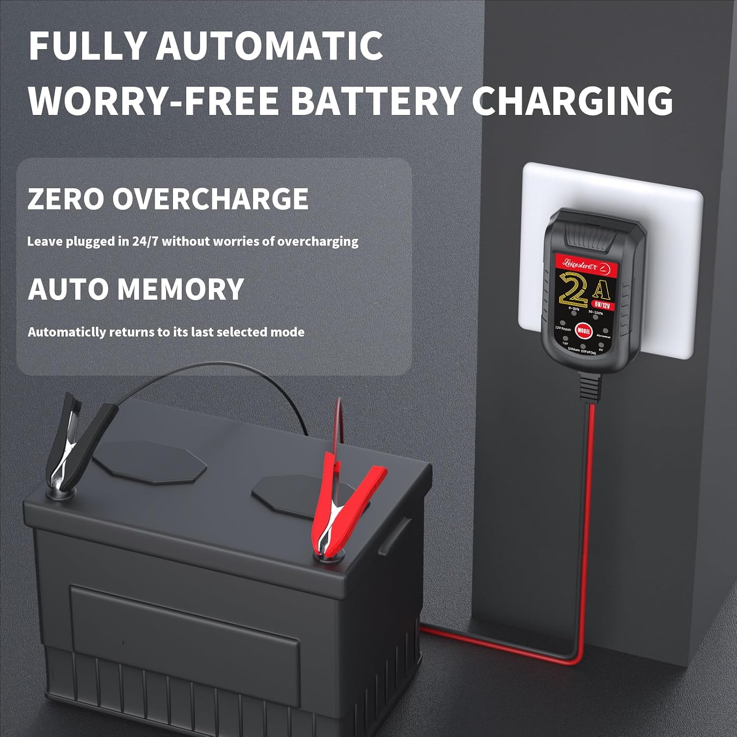 2A Battery Maintainer & Trickle Charger, 6V 12V Smart Float Charger with Pulse Repair Mode, 10FT Extra Long for Motorcycle, Automotive Car, Lawn Mower, Marine Boat, ATV, SLA, AGM, Gel, LiFePO4