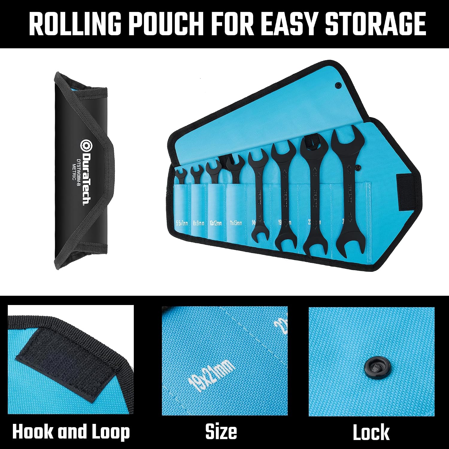 DURATECH Super-Thin Open End Wrench Set, 8-Piece, Metric