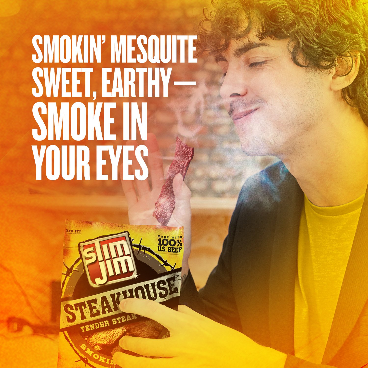 Slim Jim Smoked Steak Strips, Smokin' Mesquite Flavor, 3.15 oz., 1-ct