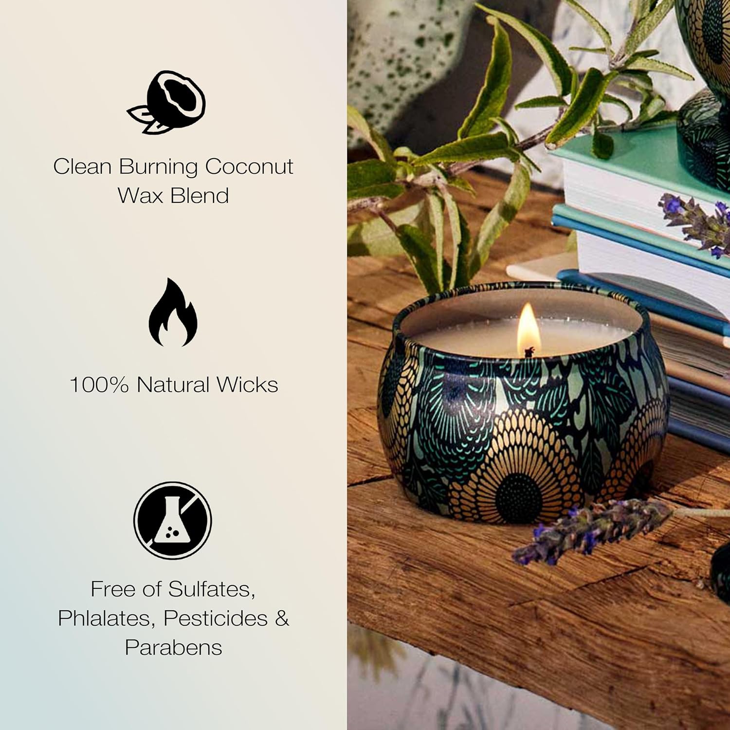 Voluspa Baltic Amber Candle | Mini Tin | 4 Oz. | 25 Hour Burn Time | Coconut Wax for a Cleaner Burn