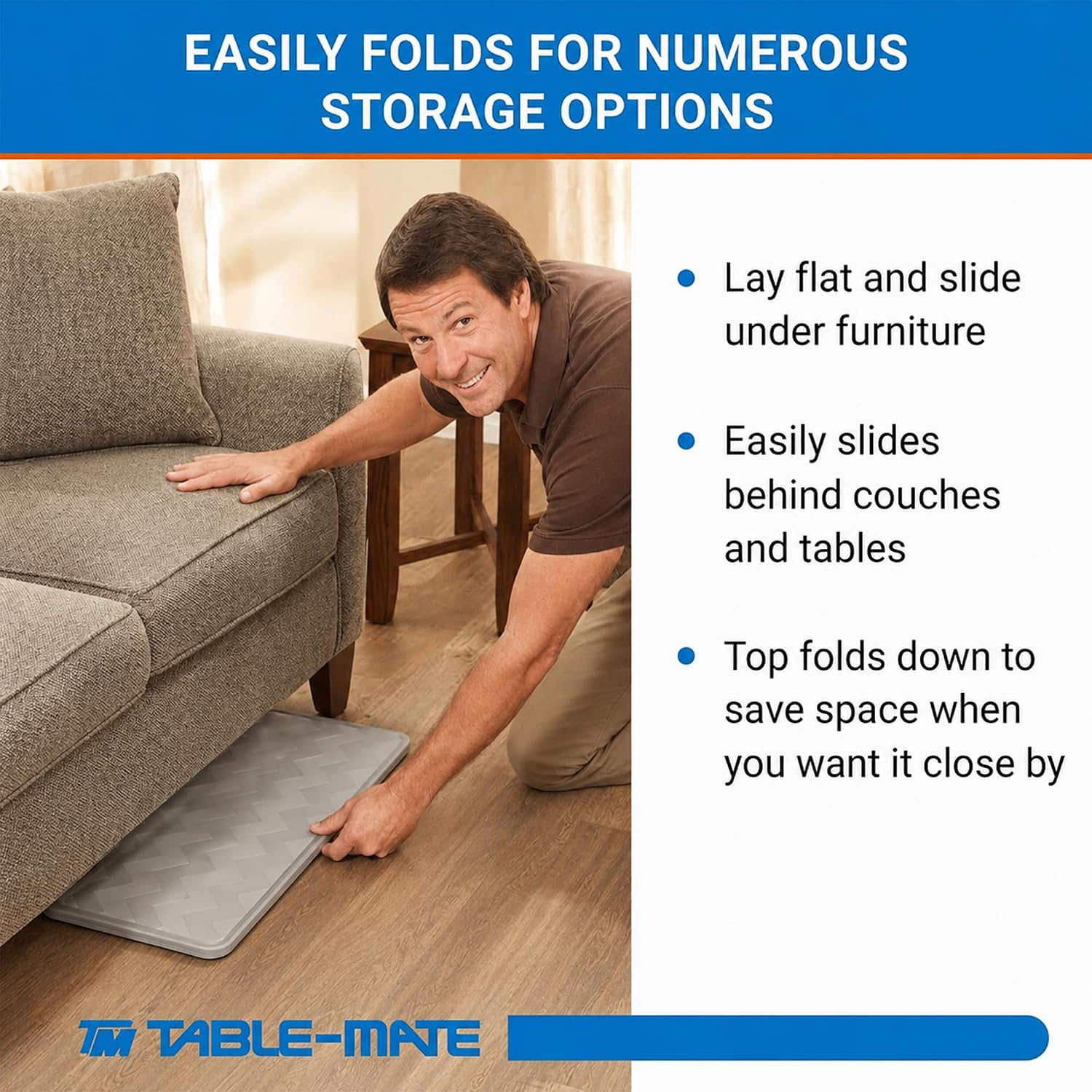 Table-Mate TV Tray Table | Portable Desk Folding Dinner Tray, Couch Table Trays for Eating Snack Food, Portable Laptop Desk, Bed Trays for Eating | Adjustable TV Trays with 3 Angles and Cup Holder