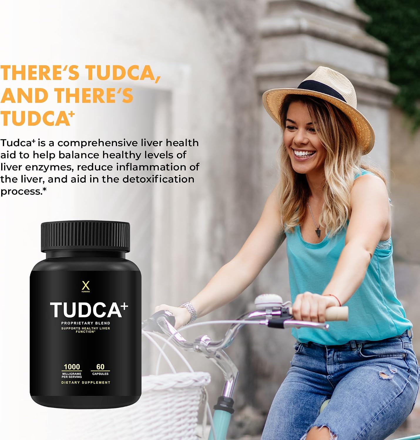 HUMANX TUDCA+ 1000mg Bile Salts Liver Support Supplement, Liver and Gallbladder Cleanse Supplement - Vegan