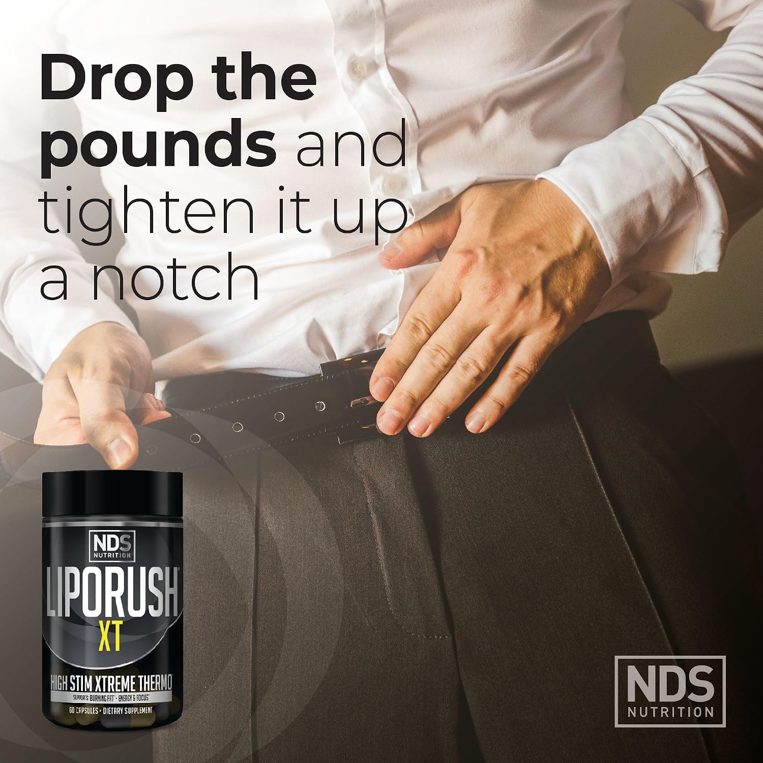 NDS Nutrition LIPORUSH XT Super Concentrated Thermogenic - 60 Capsules | Super Concentrated Thermogenic, L-Carnitine, Teacrine, Maximum Energy