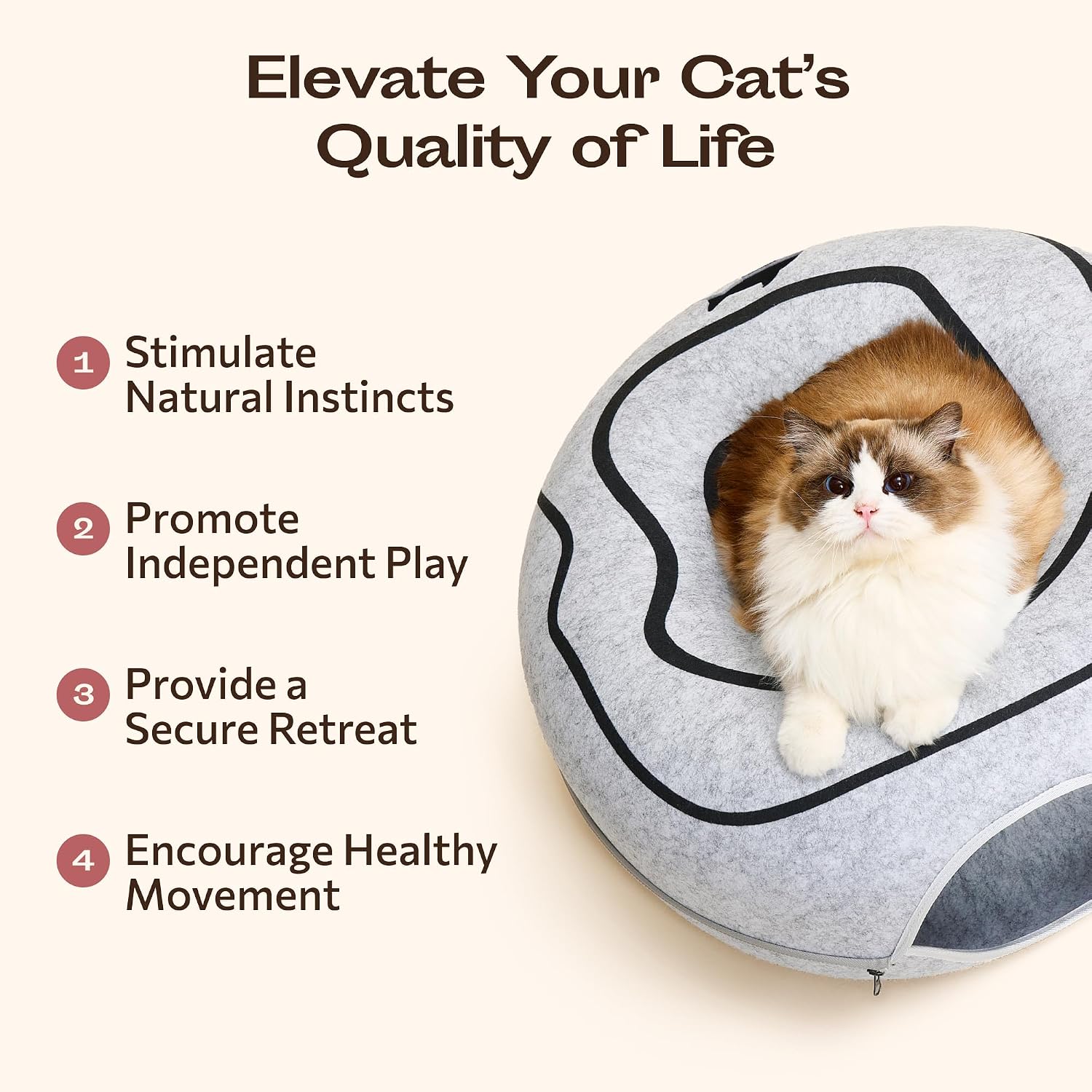 Cat Cave – Premium Felt Cat Bed for Indoor Cats, Handmade 100% Merino Wool (Large, Black Aqua)