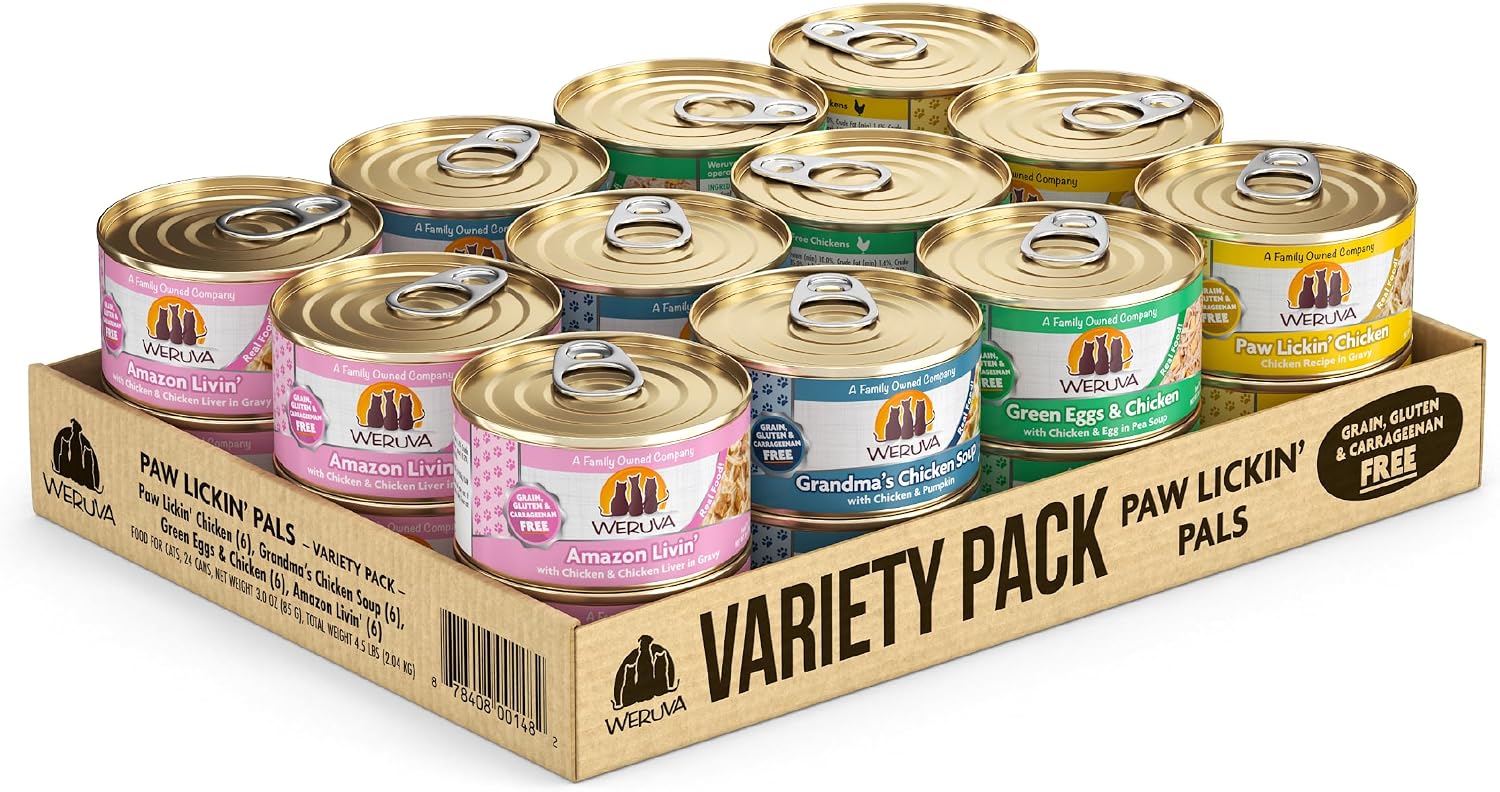 Weruva Classic Cat Food, Paw Lickin’ Chicken with Chicken Breast in Gravy, 3oz Can (Pack of 24)