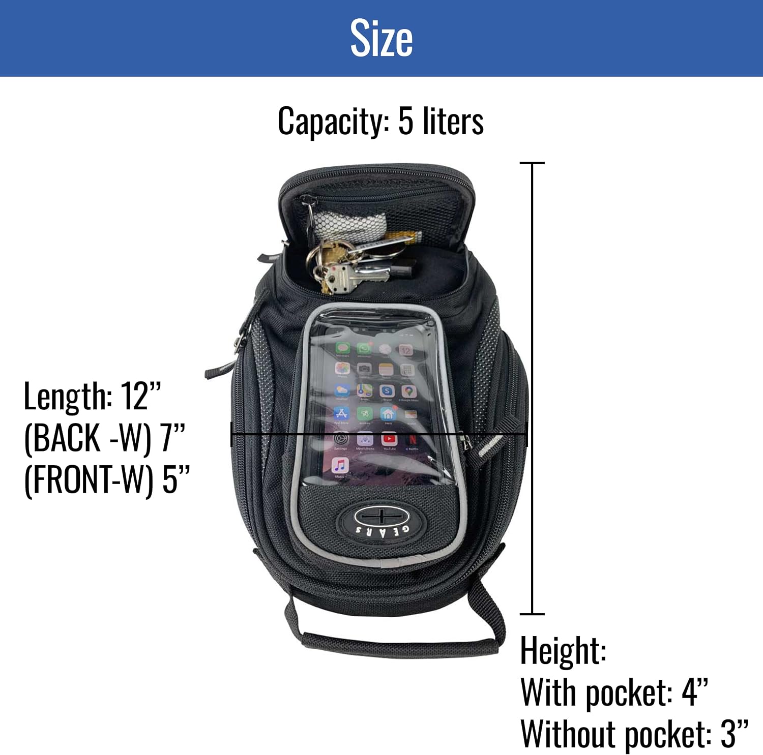 Neptune Magnetic Motorcycle Tank Bag | Water Resistant, UV-treated, Lightweight, and Secure Luggage Bag that Includes Rain Cover
