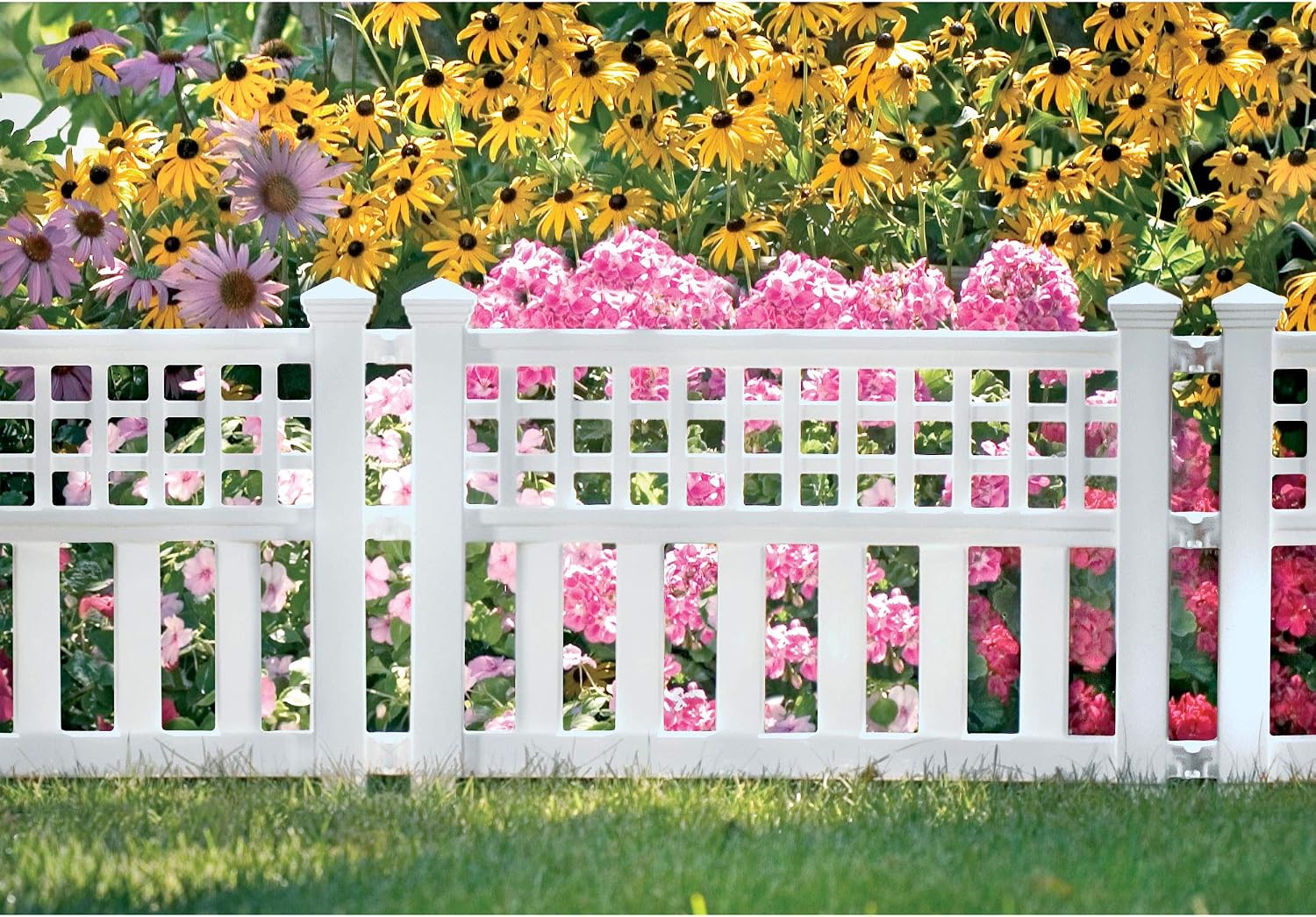 Suncast Grand View 14.5 x 24 Inch Resin Yard Garden Border Fence, White (3 Pack)