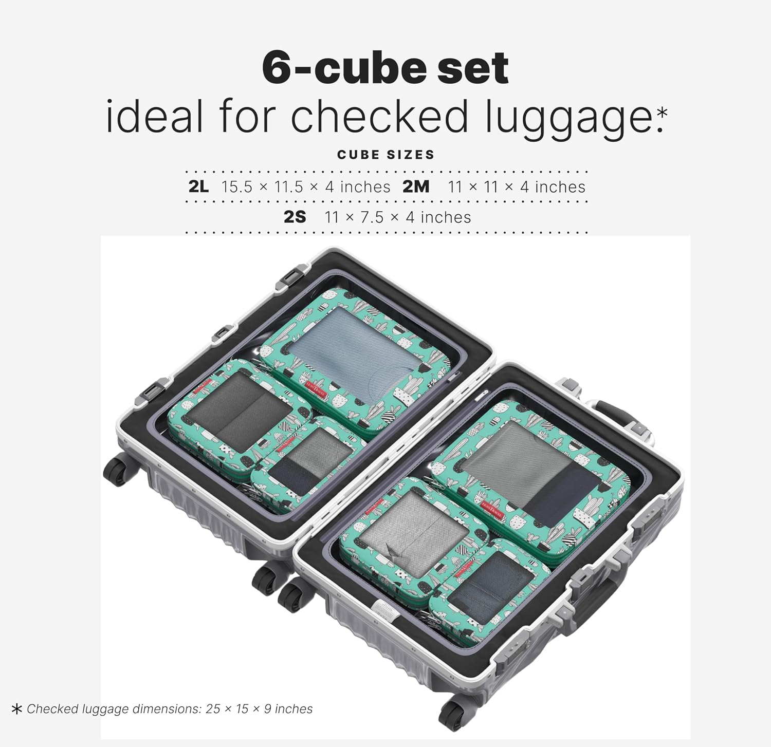LeanTravel Premium Compression Packing Cubes for Travel - Suitcase Organizer Bags with Double Zipper & Breathable Mesh Panel - Space Saving Carry On Luggage Essentials (6-Pack, Grey)