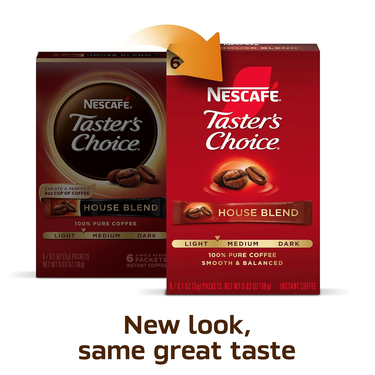 NESCAFÉ Taster's Choice, Instant Coffee Packets, Light Medium Roast Coffee, House Blend