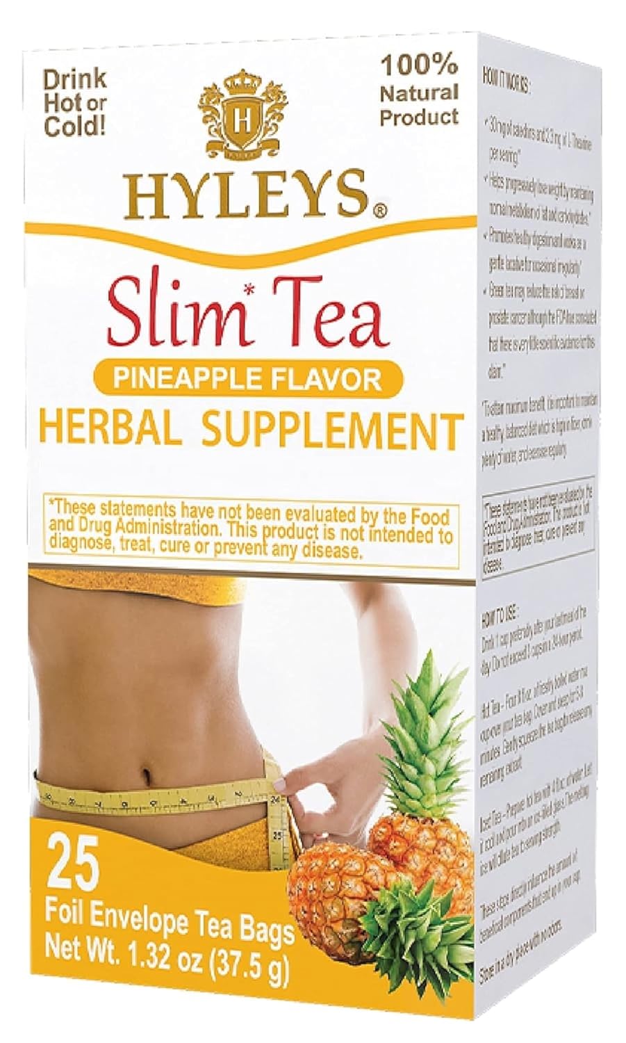 HYLEYS Slim Tea Goji Berry, Weight Loss Detox, Slimming Diet Tea, 25 Bags | Green Tea, Senna Detox & Cleanse, 3 Natural Ingredients, No Added Sugar, 1-Step Bedtime Routine, Supports Digestion