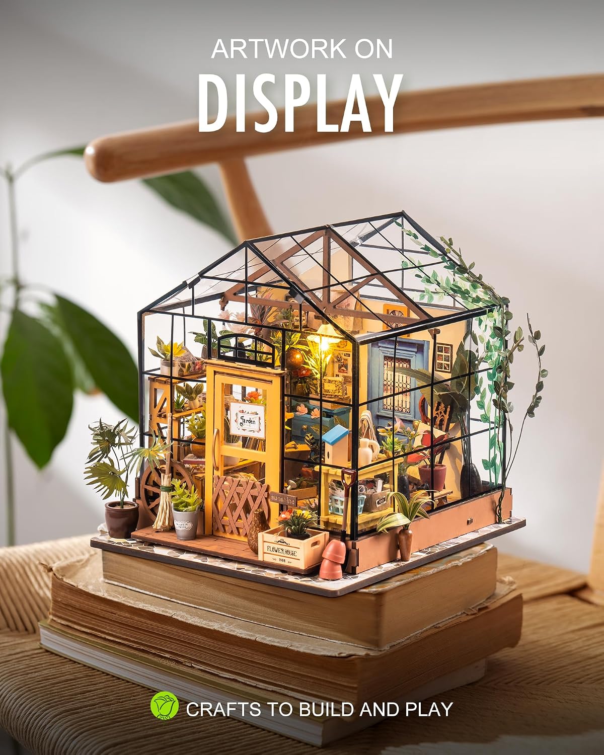 Rolife DIY Miniature Greenhouse Kits for Adults - Cathy's Flower House | Beginner-Friendly Diorama Kits Mayberry Street Tiny House For Adults
