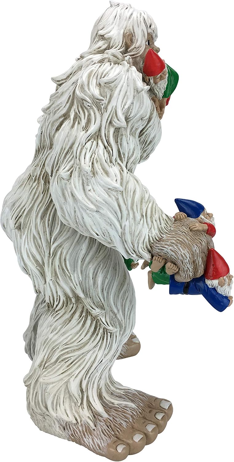GlitZGlam Large Miniature Yeti and Gnomes for The Fairy Garden. A Large Gnome Figurine (13.25 Inch High) and a Fairy Garden Accessory