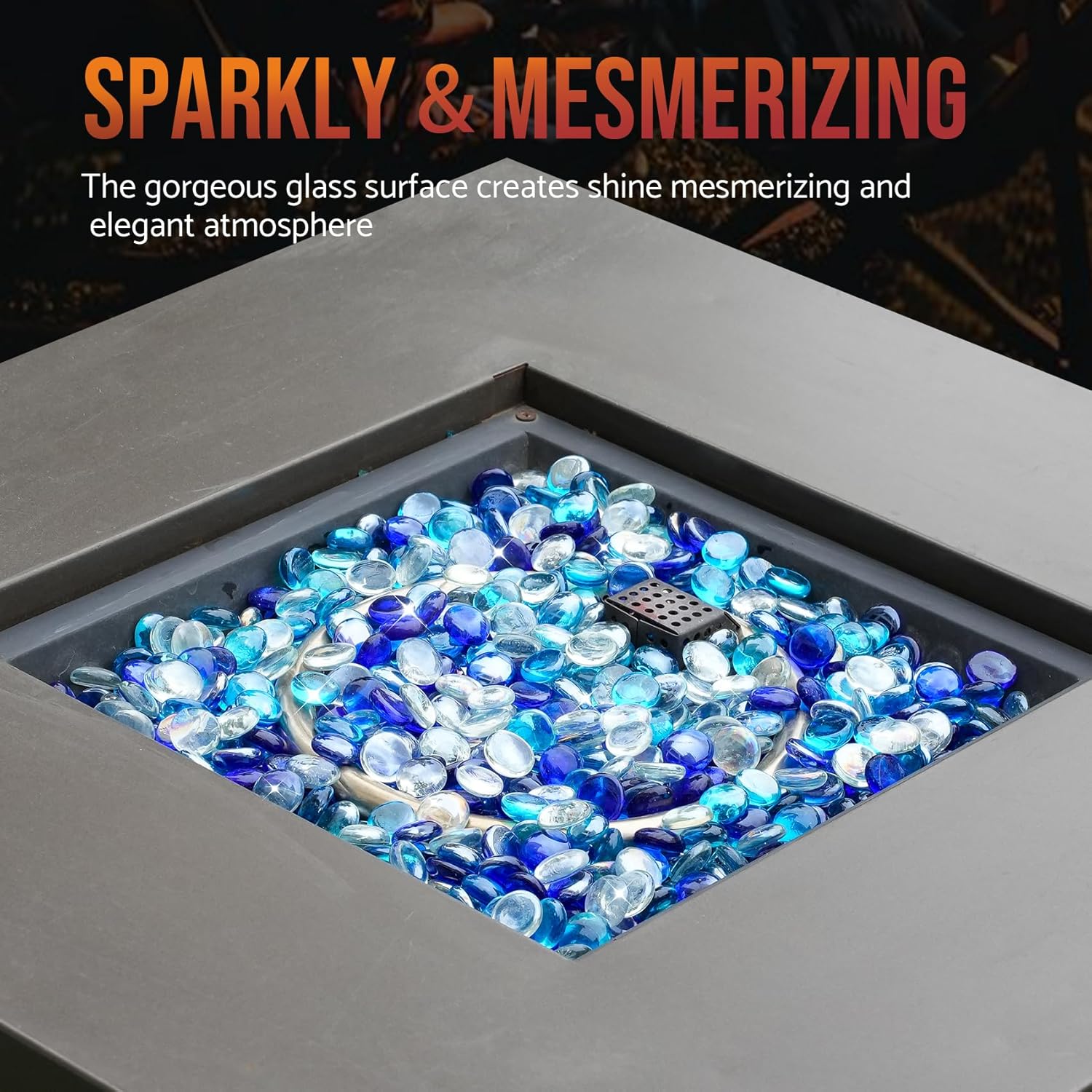 Skyflame 10-Pound Fire Glass Beads for Fire Pit Fireplace, Onyx Black