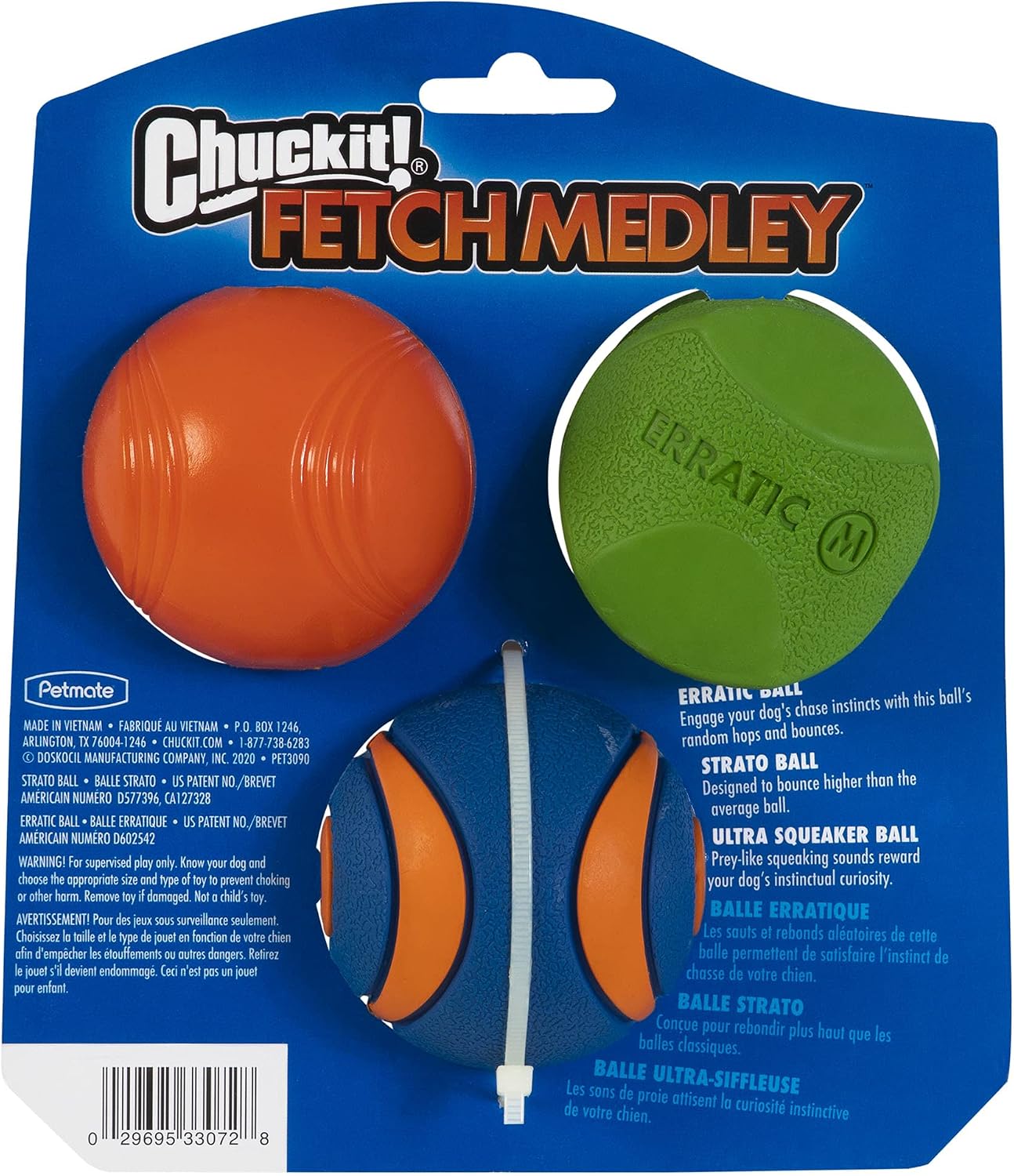 Chuckit! Fetch Pack Dog Balls - Interactive Dog Toys, High-Bounce Fetch Ball, Floating Ultra and Rugged Balls, Durable - Size Small, 2-inch Diameter, Set of 3