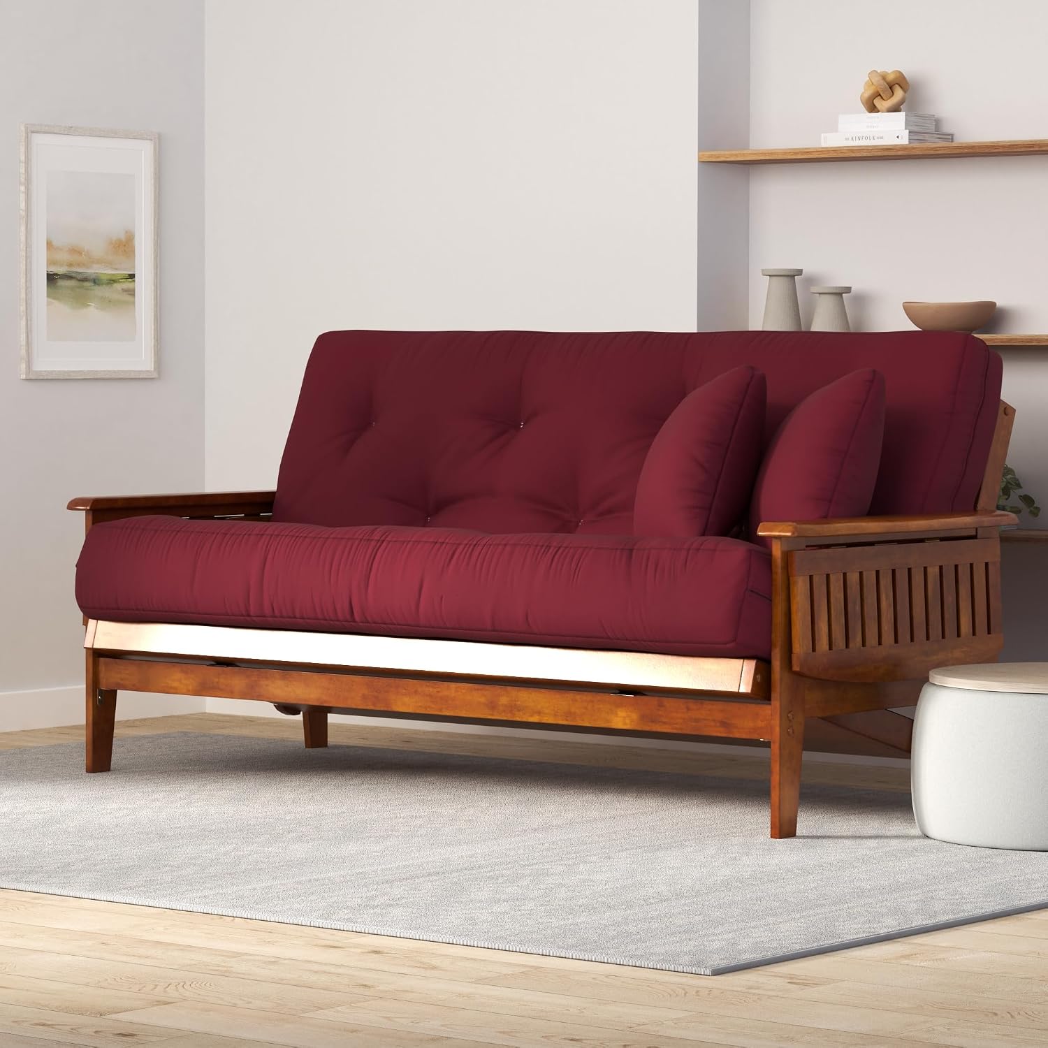 Eastridge Futon Set - Full Size, Frame, 8" Mattress, Twill Black Cover
