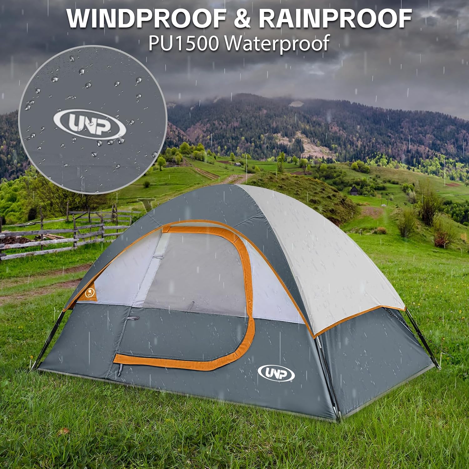 Camping Tent 2-4 Person, Waterproof Windproof Tent with Rainfly Easy Set up-Portable Dome Tents for Camping…