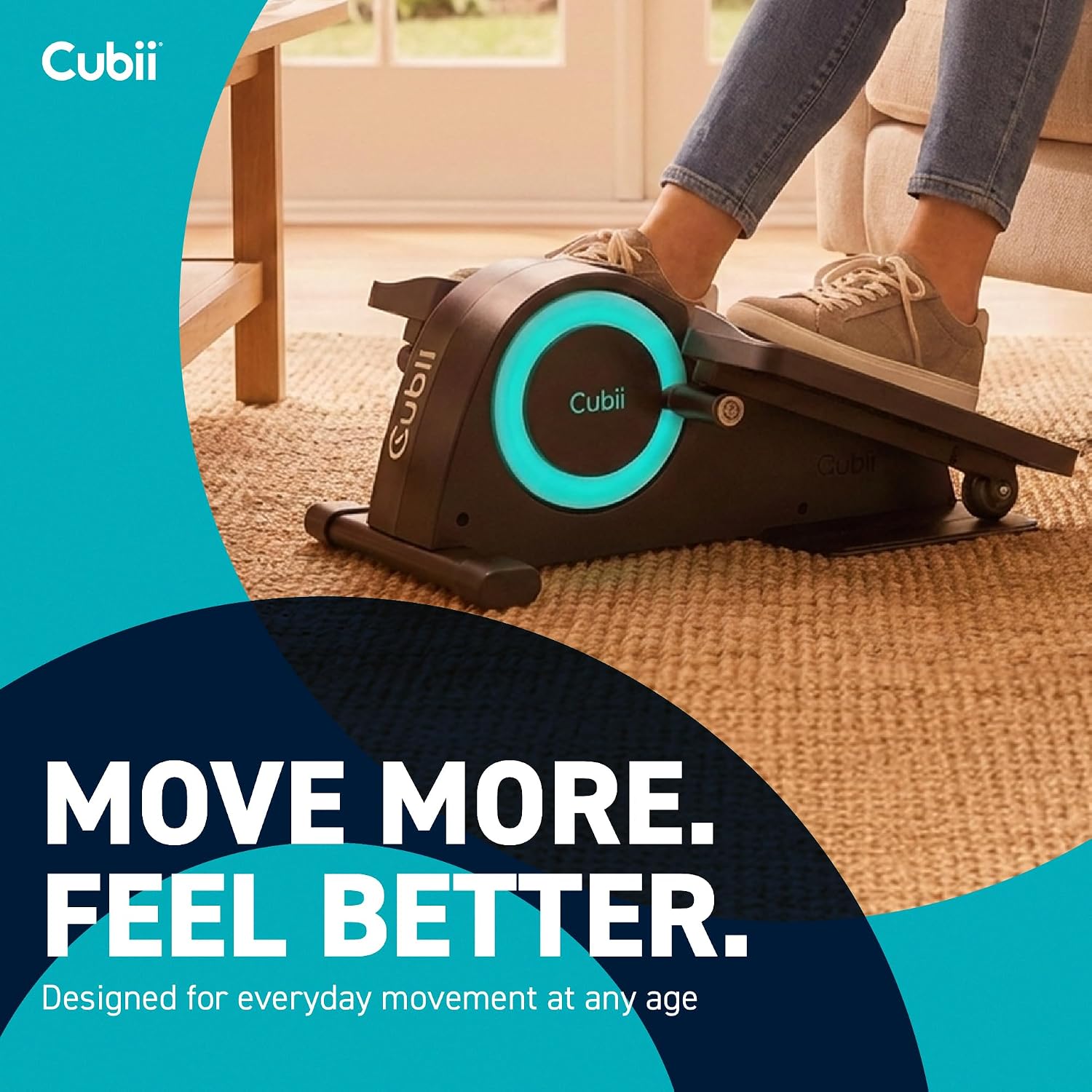 Cubii JR1, Under Desk Elliptical, Under Desk Bike Pedal Exerciser, Seated Elliptical, Work from Home Fitness, Mini Elliptical Machines for Home Use