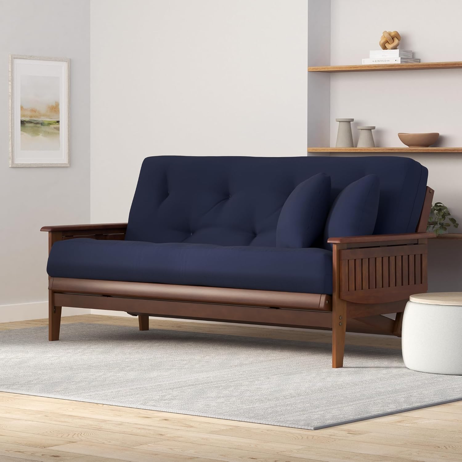 Eastridge Futon Set - Full Size, Frame, 8" Mattress, Twill Black Cover