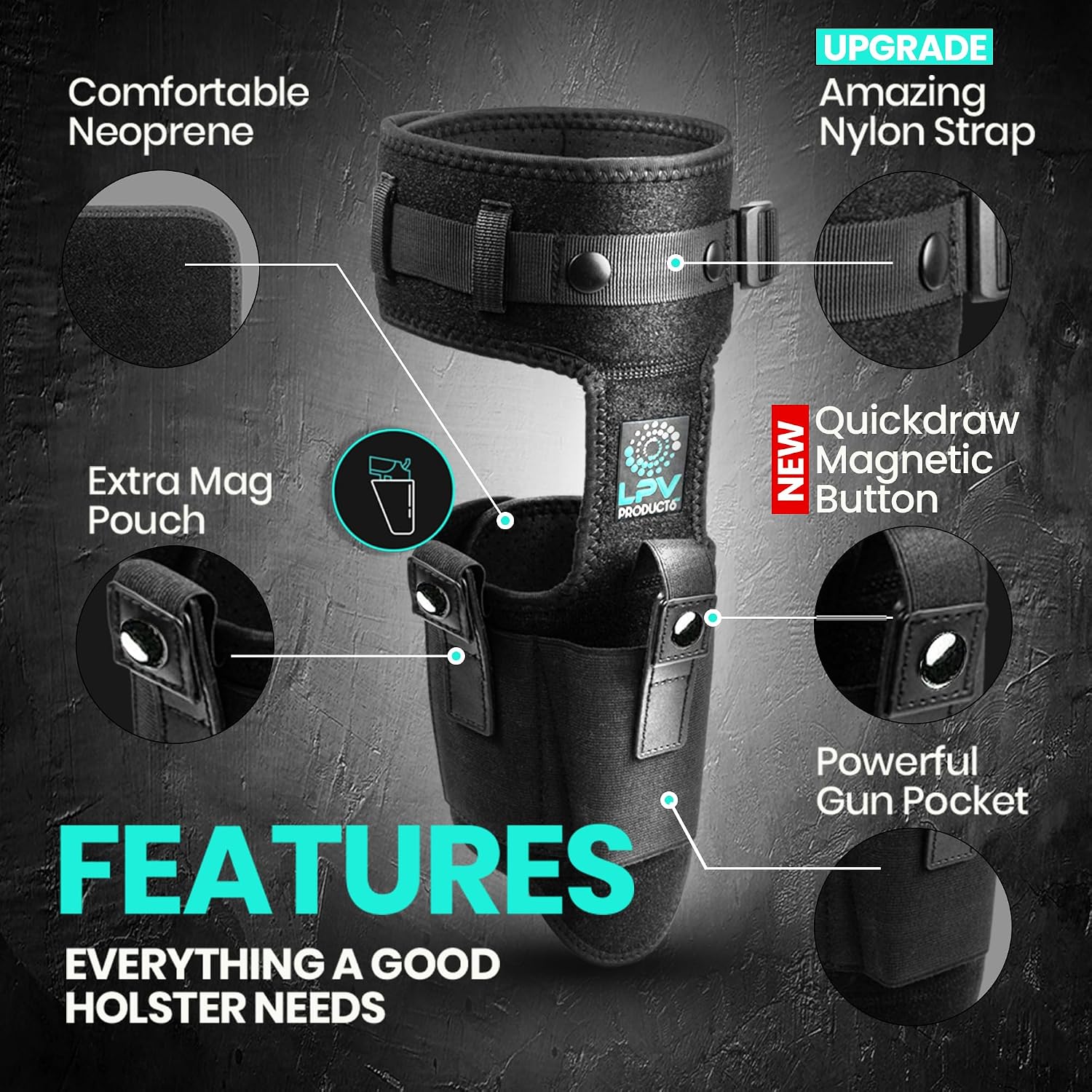 Premium Ankle Holster for Deep Concealment, 9mm 380 | Upgraded Version | Comfortable & Durable | Fits Glock 43 26 19, Ruger LCP, SIG P365, Springfield, Shield 9mm, Bodyguard 380 and Most other Pistols