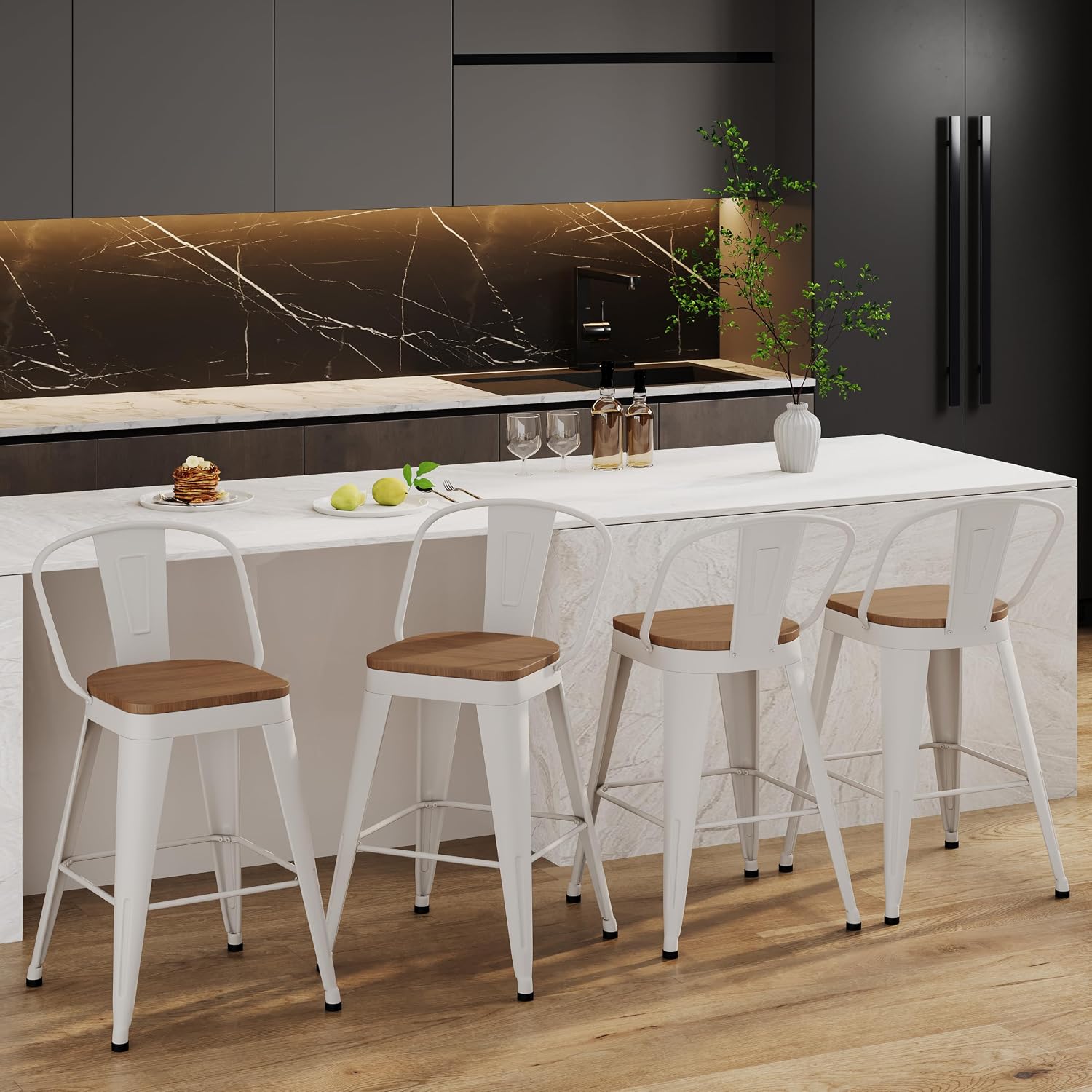 Aklaus Metal Bar Stools Set of 4