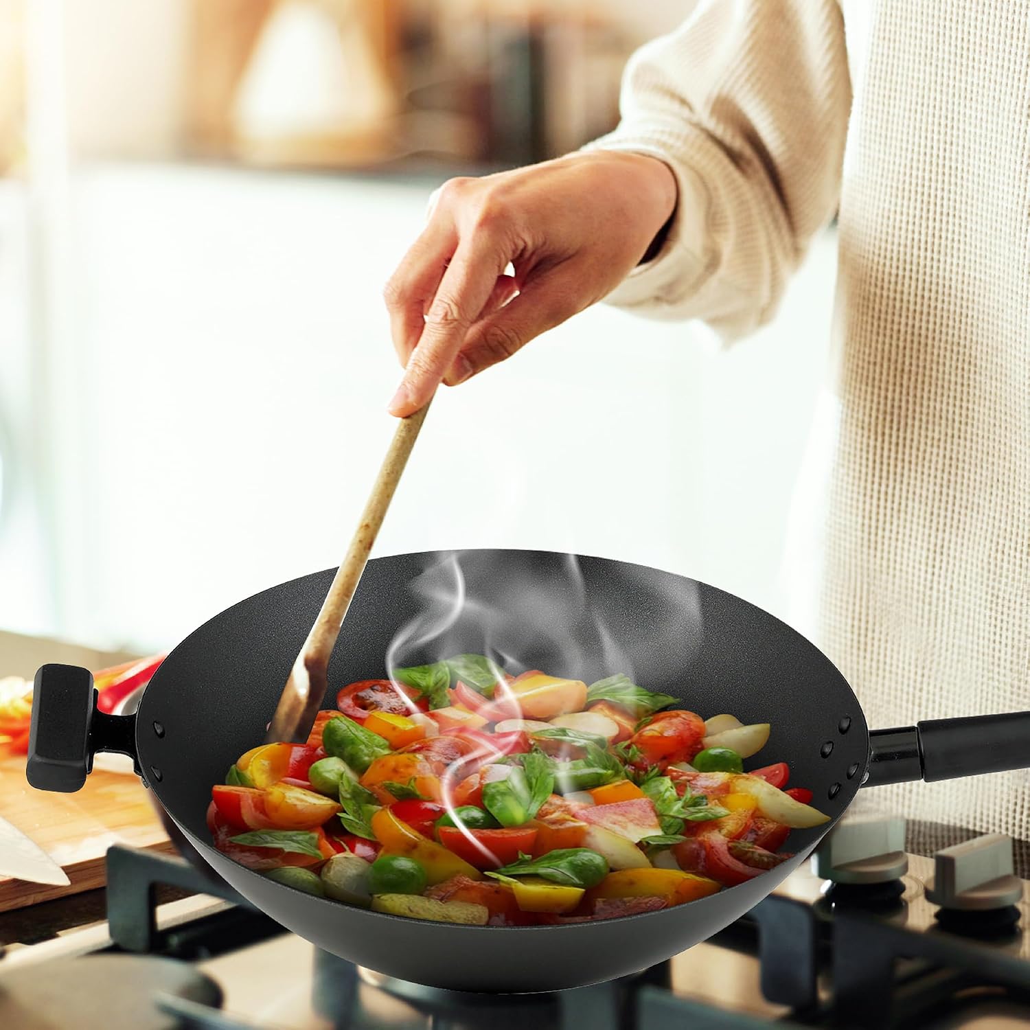 Helen's Asian Kitchen Xylan Non-Stick Wok, 12-Inch Flat Bottom Wok