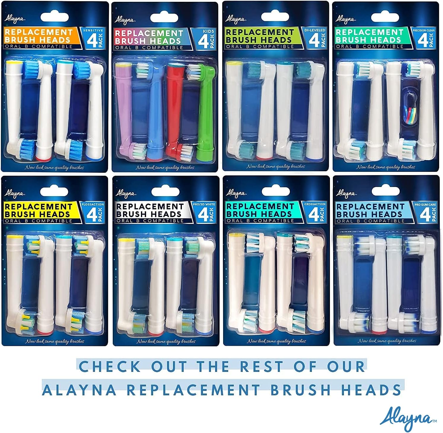 Alayna Replacement Toothbrush Heads for Oralb 20 Cross Compatible with Oral-B Braun Electric Toothbrush Fits Oral b Action Pro 1000 Floss Kids Clean
