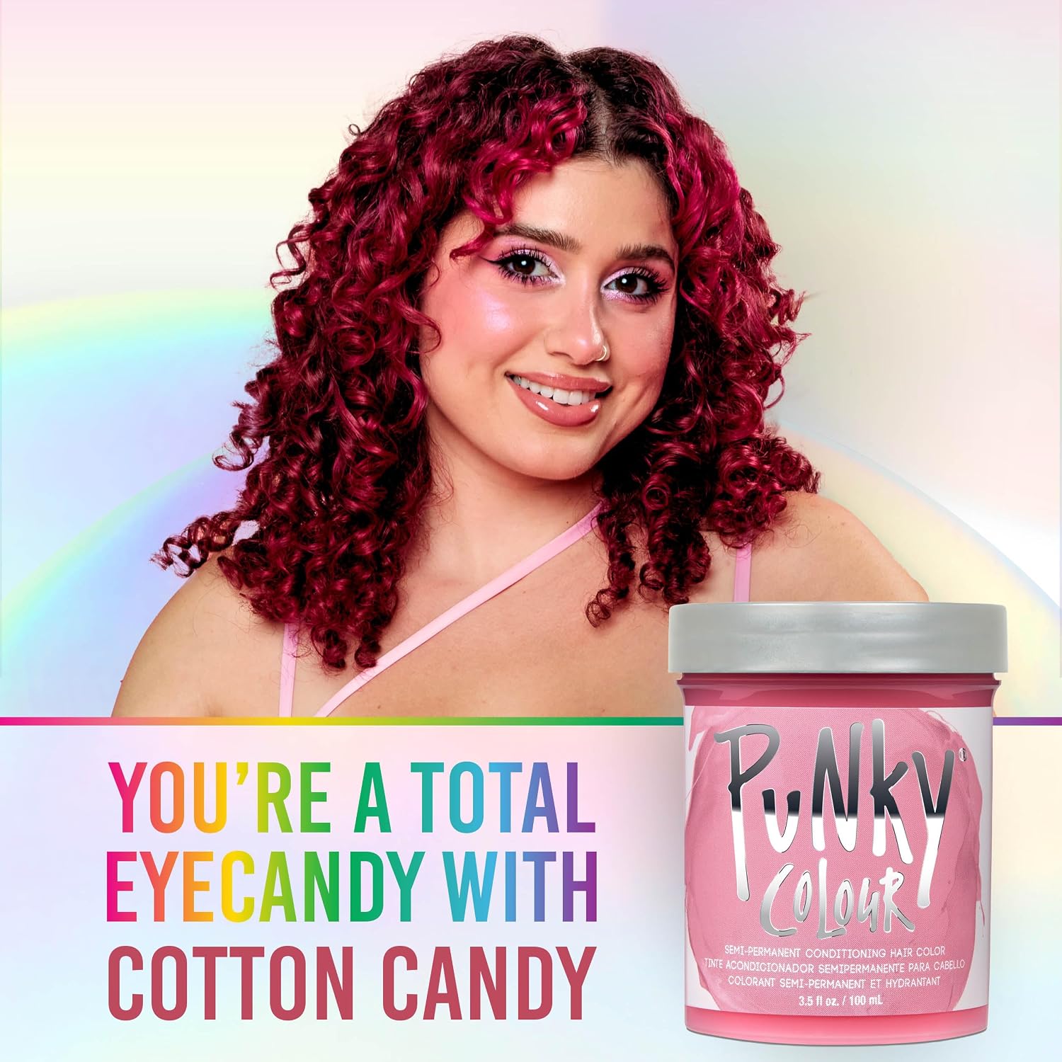 Punky Colour Flamingo Pink Semi Permanent Hair Color – Vibrant Pink Hair Dye, Vegan & Cruelty-Free Conditioning Formula, Lasts Up to 35 Washes, 3.5 fl oz