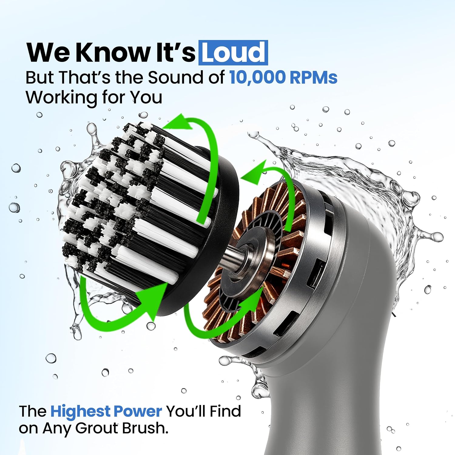 BEEST GroutCare 10000 Electric Spin Scrubber - Bathroom Cleaning Brush w/ 2 Replaceable Heads