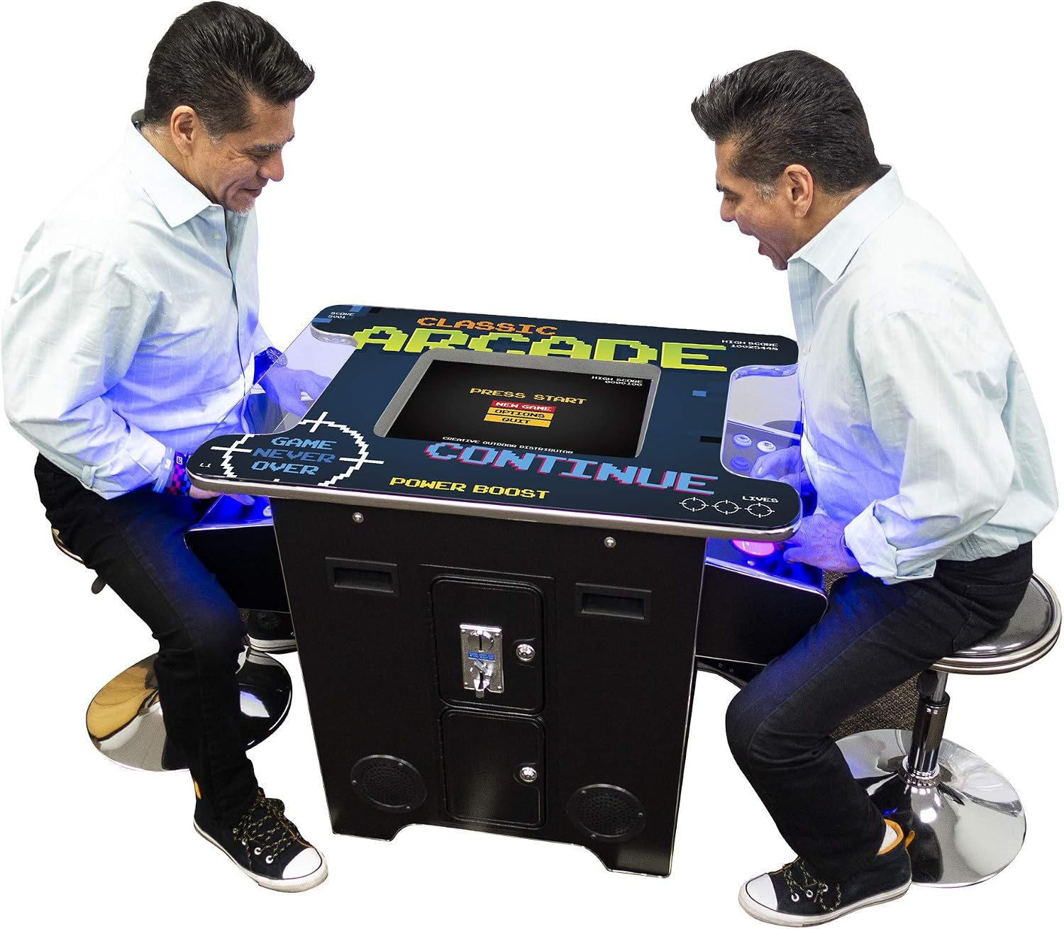 Creative Arcades Full Size Commercial Grade Cocktail Arcade Machine | 2 Player | 412 Games | 22" LCD Screen | Square Glass Top | LED | 2 Sanwa