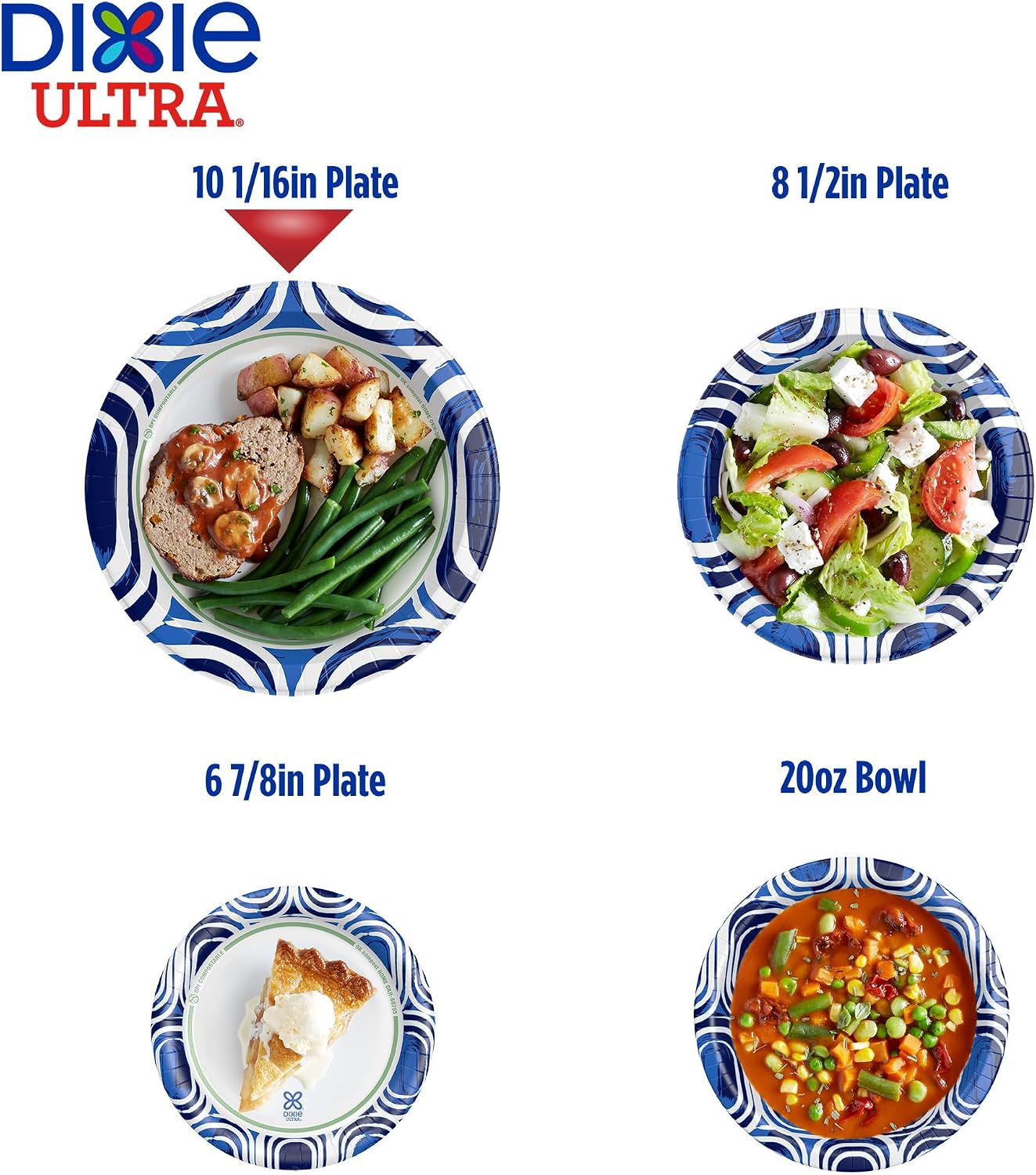 Dixie Ultra, Large Paper Plates, 10 Inch, 100 Count, 3X Stronger*, Heavy Duty, Microwave-Safe, Soak-Proof, Cut Resistant, Disposable Plates For Heavy
