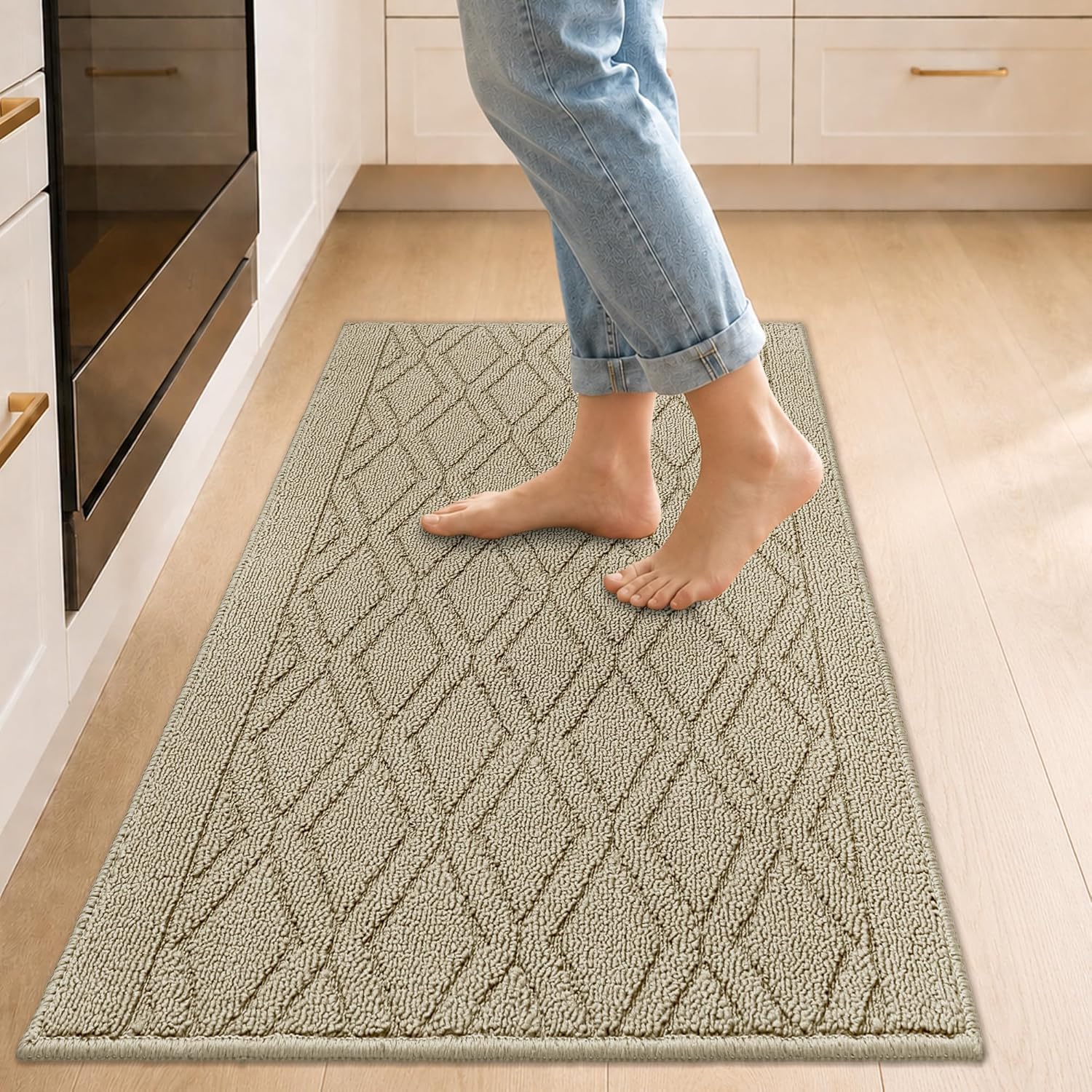 COSY HOMEER 48x20Inch/30X20Inch Kitchen Rug Mats,Grey