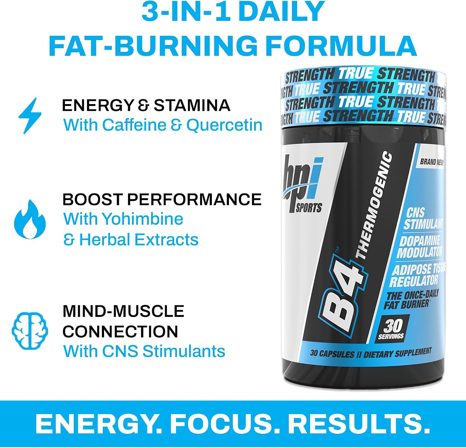 BPI Sports B4 – Extra Strength Natural Fat Burner for Women & Men – Keto-Friendly Fat Burner Capsules, Weight Loss & Appetite Control -Caffeine