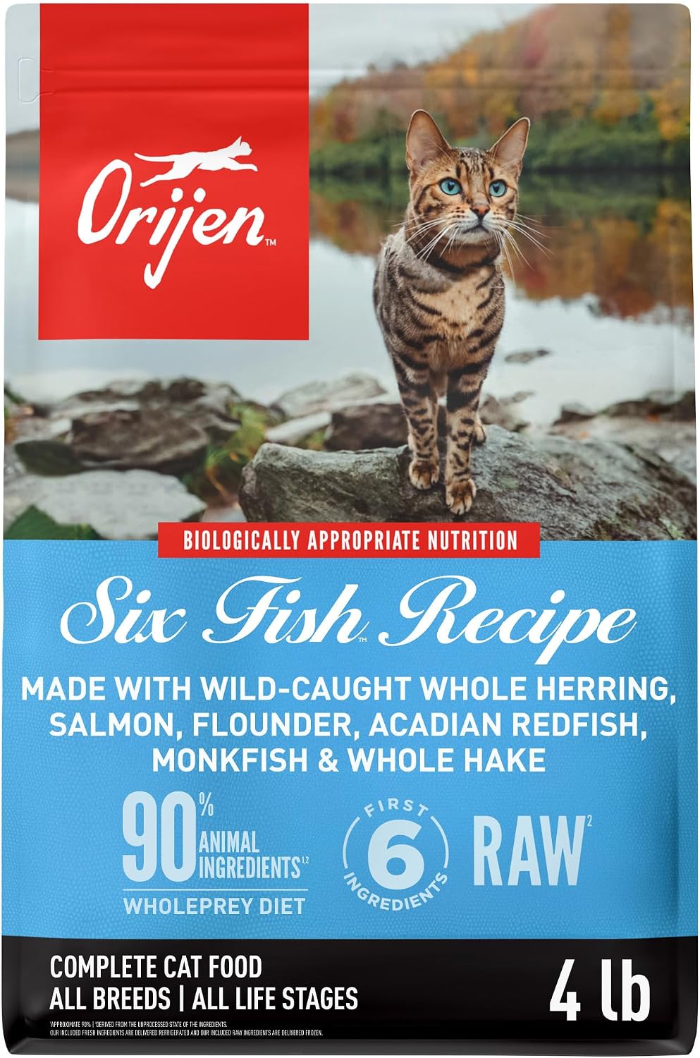 ORIJEN Grain Free WHOLEPREY Dry Cat Food Original Recipe 4lb. Bag | 90% Animal Ingredients, Freeze Dried, Fresh or Raw Ingredients, High Protein, Heart Health, Free-Run Poultry