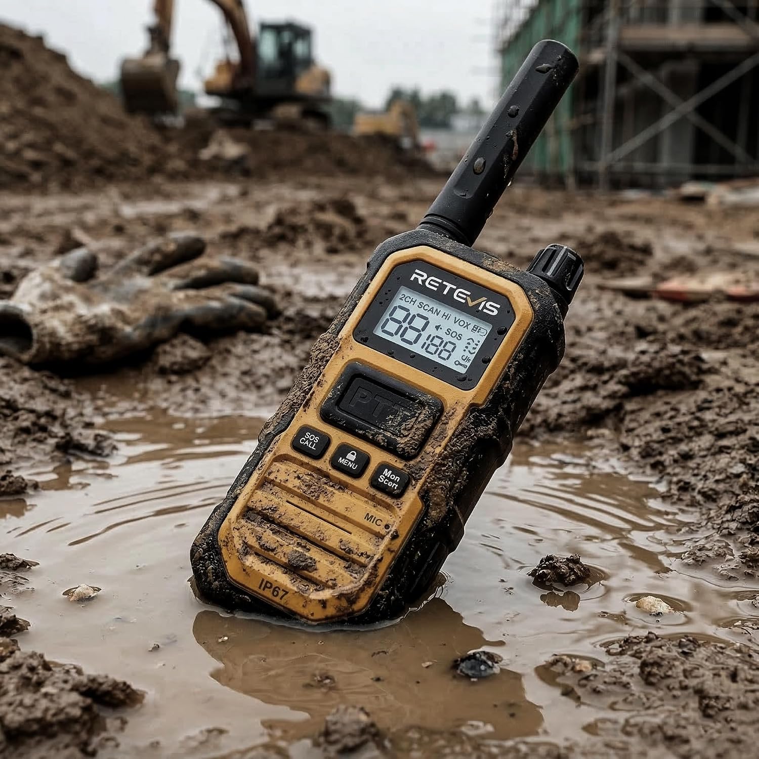 Retevis RB48PLUS GMRS Walkie Talkies Long Range,IP67 Waterproof 2 Way Radio | Repeater Capable, Dual PTT, Vibration Alert, NOAA, SOS, for Hurricane Preparedness, Emergency Communication, Outdoor, 2 Pack