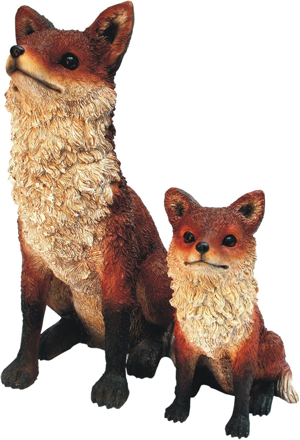 Fox L Red/White Statue by Michael Carr Designs - Outdoor Fox Figurine for gardens, patios and lawns (508007A) , Gray , Large