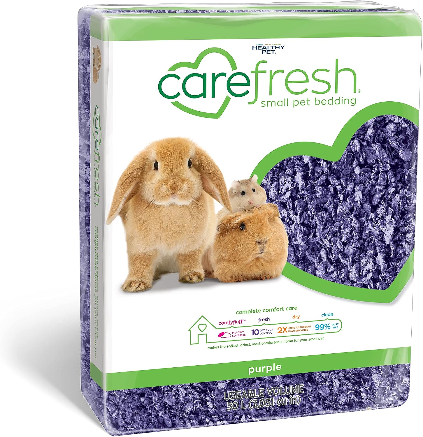 carefresh 99% Dust-Free White Natural Paper Small Pet Bedding with Odor Control, 10L, White