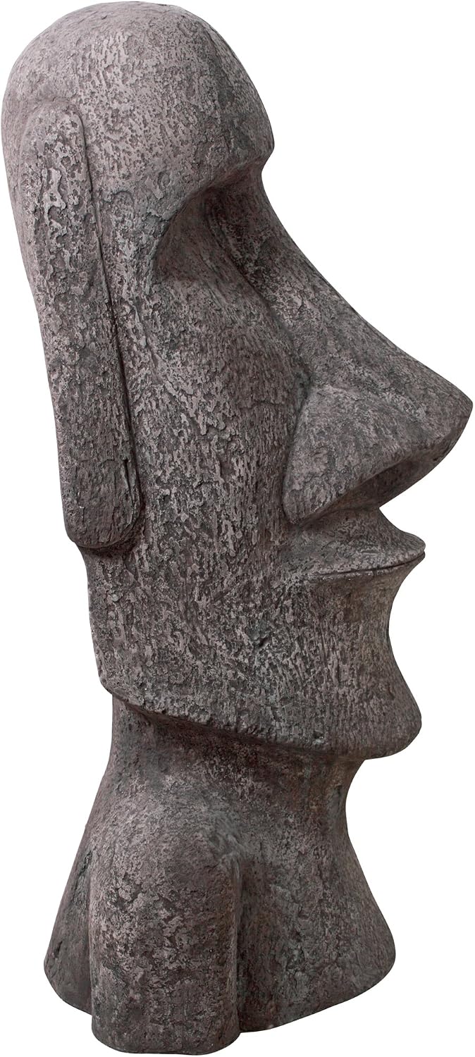 Design Toscano Easter Island Ahu Akivi Moai Monolith Garden Statue, Extra Large, 32 Inch, Cast Stone Resin, Grey Stone
