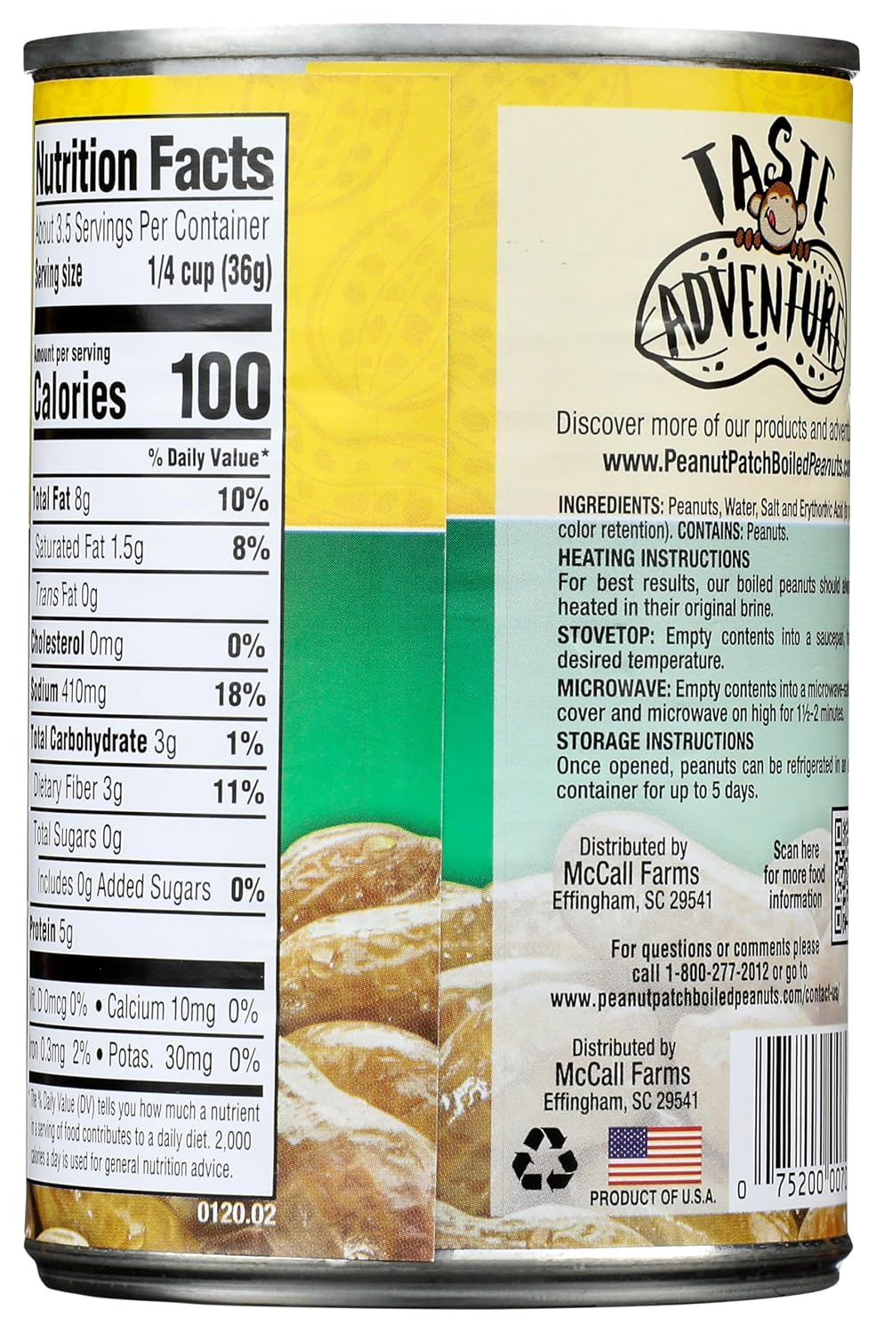 Peanut Patch Margaret Holmes Green Boiled Peanuts, (13.5oz cans)