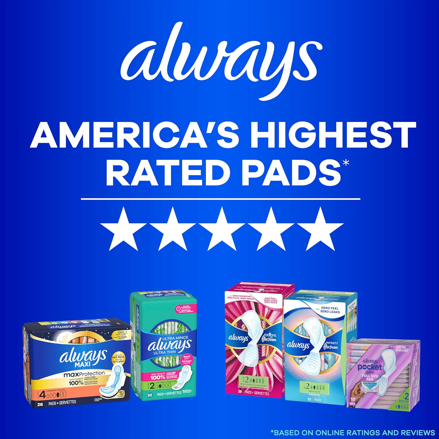 Always Maxi Feminine Pads Without Wings for Women, Size 1, Regular Absorbency, Unscented 48 Count