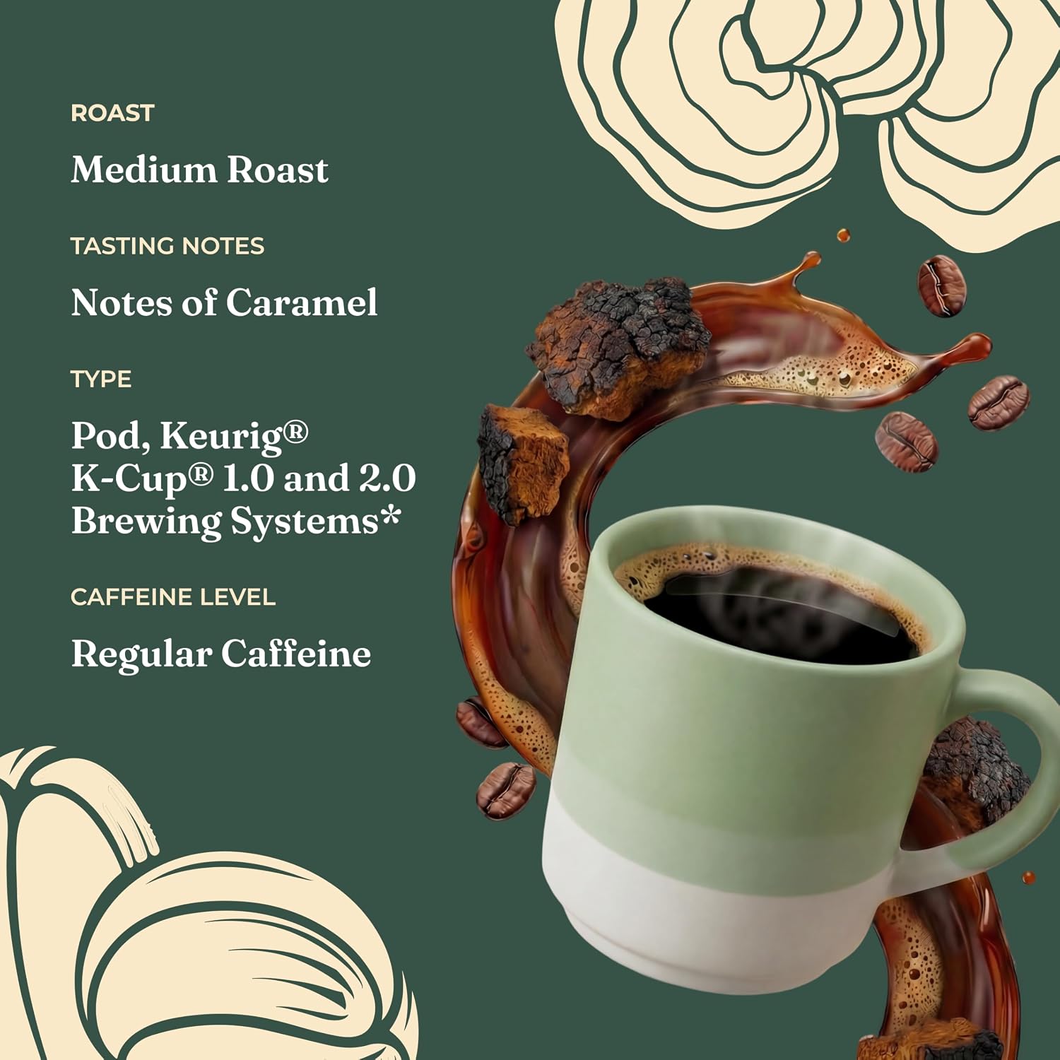 Four Sigmatic Mushroom Coffee K-Cups | Organic Dark Roast Coffee with Lion’s Mane Mushroom Powder & Yacon | Focus & Immune Support | Vegan & Keto