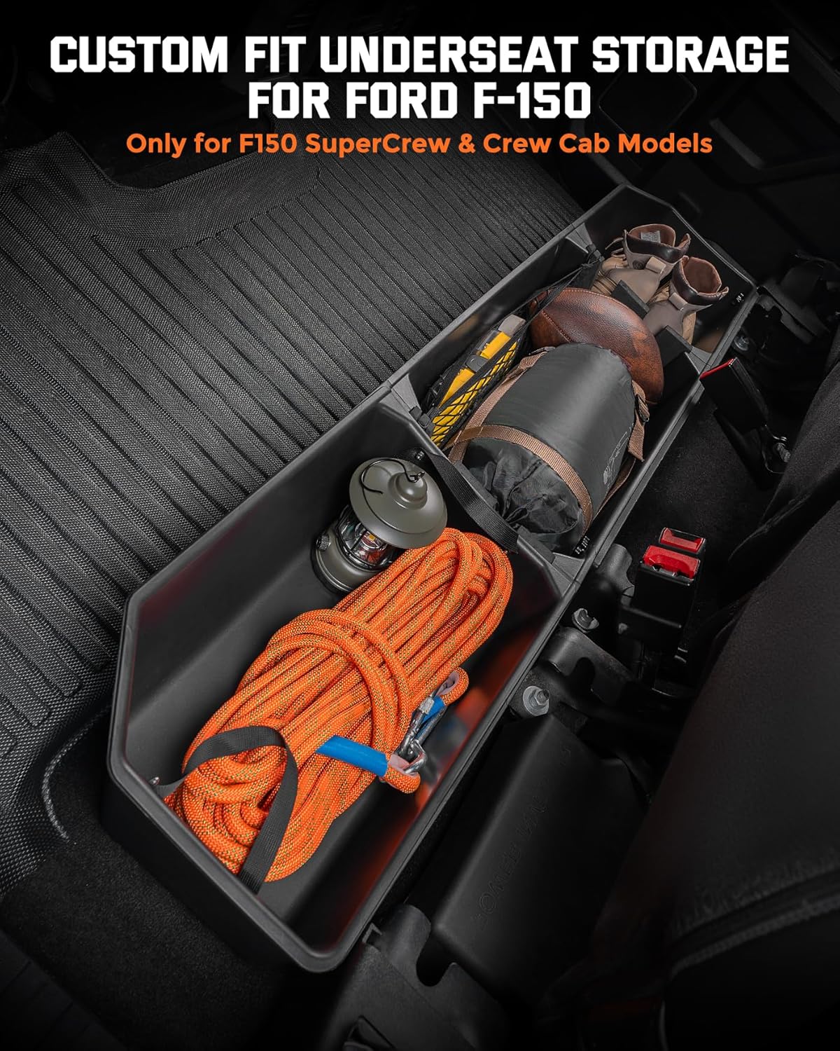 DiffCar® Truck Underseat Storage for Ford F150: 2015-2026 SuperCrew/CrewCab | Rear Under Seat Organizer Tool Box Car Accessories for Ford F-150