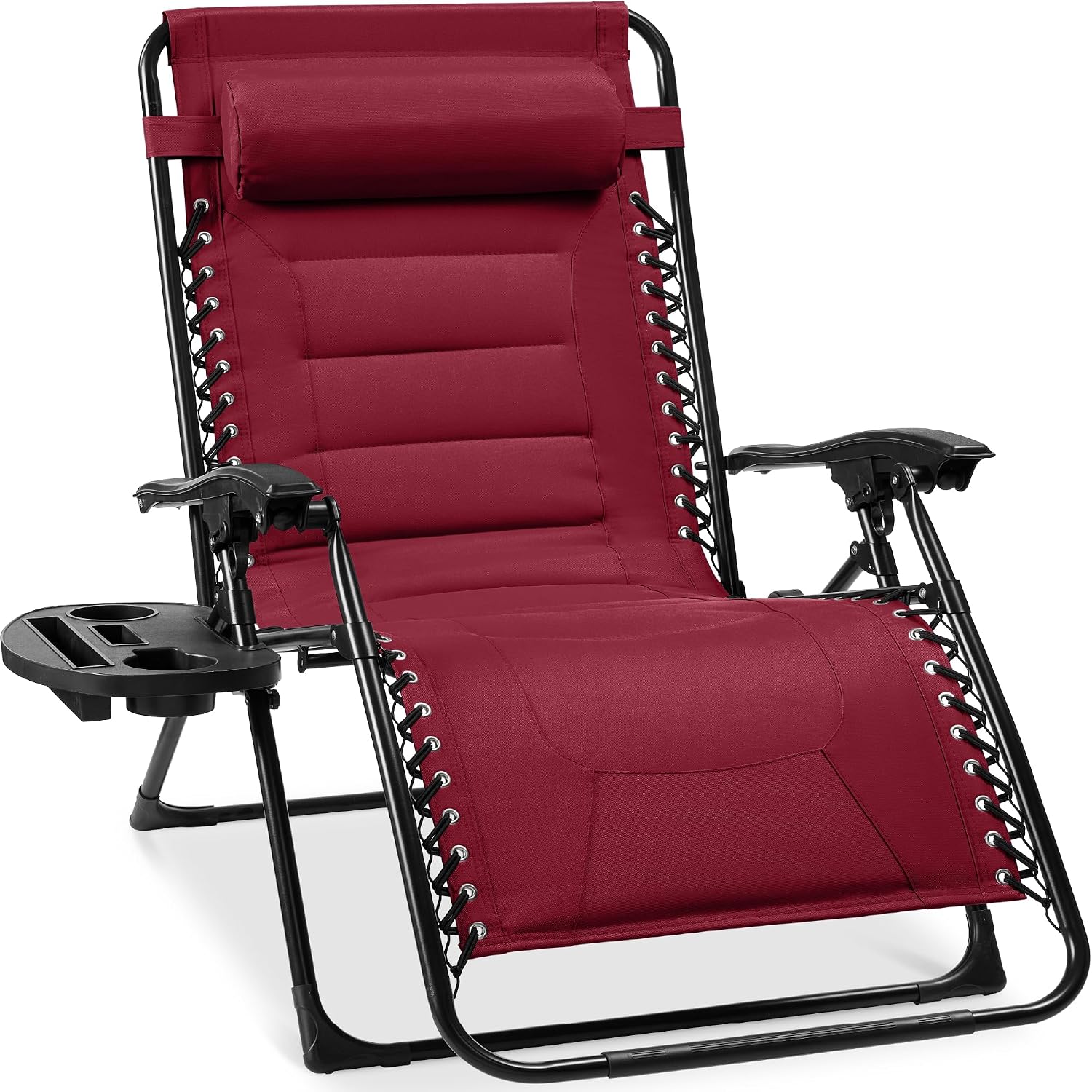 Best Choice Products Oversized Padded Zero Gravity Chair, Folding Outdoor Patio Recliner, XL Anti Gravity Lounger for Backyard w/Headrest, Cup Holder