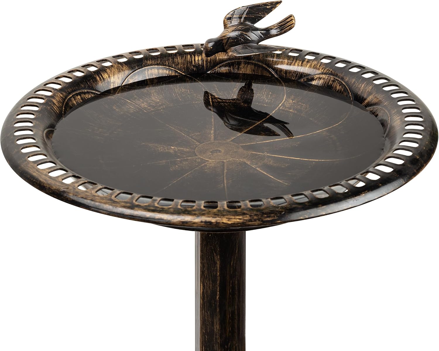 Alpine Corporation 33" Tall Outdoor Lotus Birdbath Yard Statue, Stunning Garden Accent to Attract Birds - Durable Polypropylene Construction for Patio, Deck, or Yard, Green